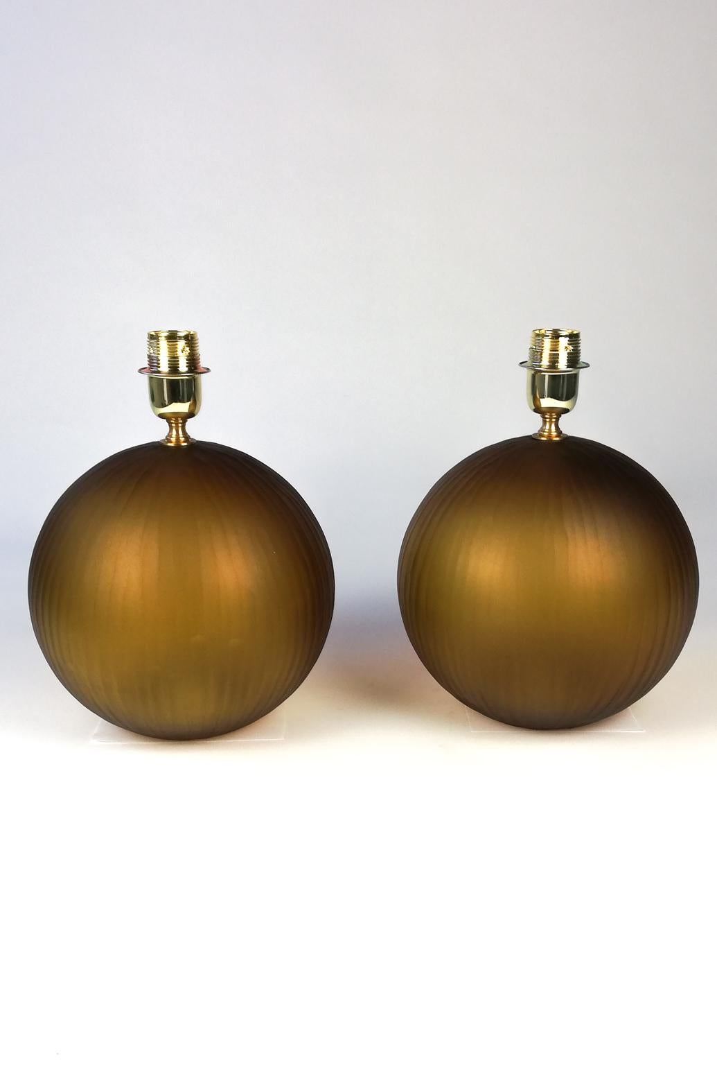 Alberto Donà Mid-Century Modern Tobacco Two of Murano Glass Table Lamps, 1998 For Sale 9