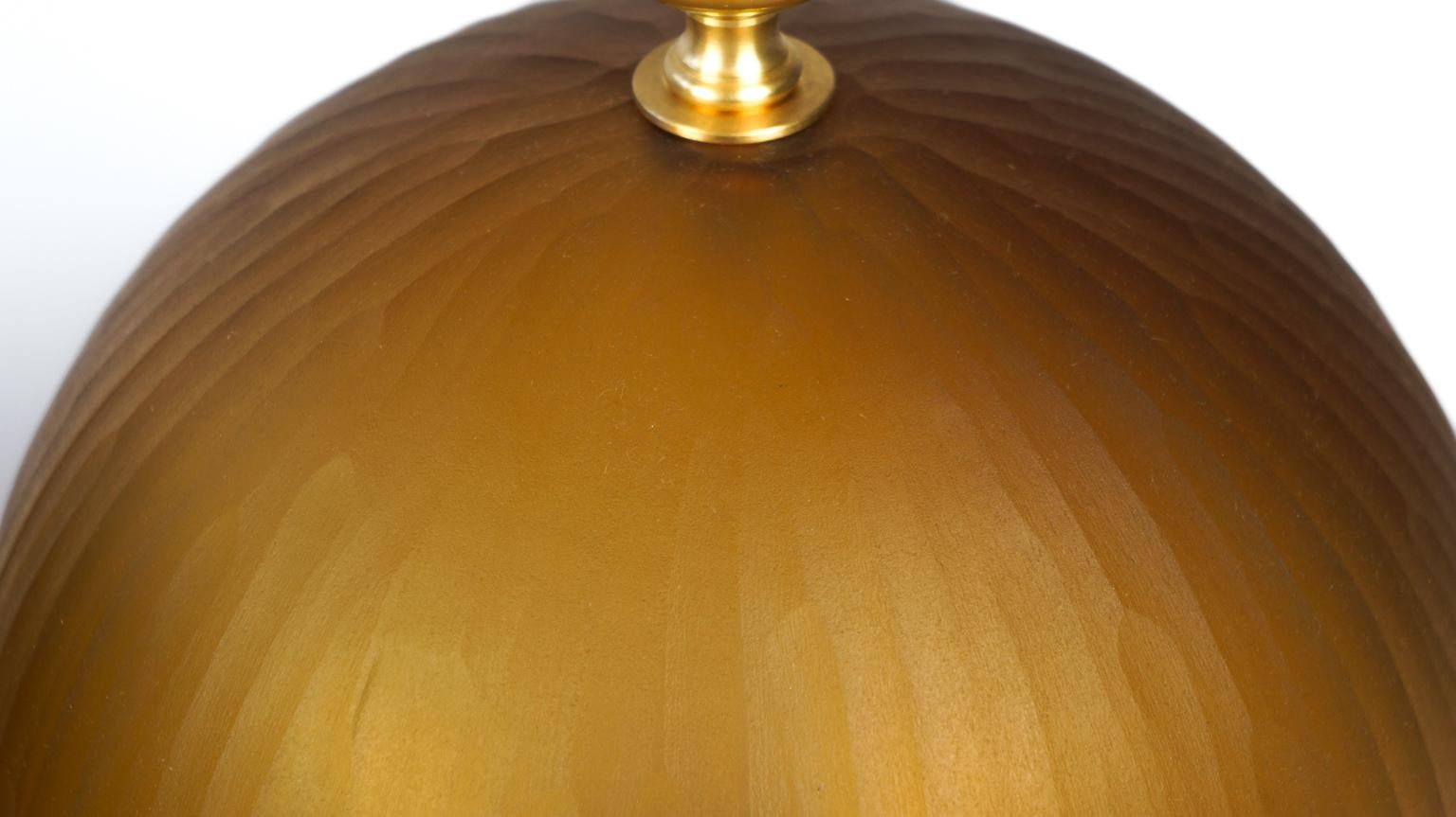 Late 20th Century Alberto Donà Mid-Century Modern Tobacco Two of Murano Glass Table Lamps, 1998 For Sale