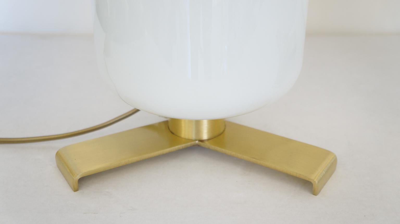 Alberto Donà Mid-Century Modern Weiß Bernstein Zwei Tischlampen aus Muranoglas im Angebot 3