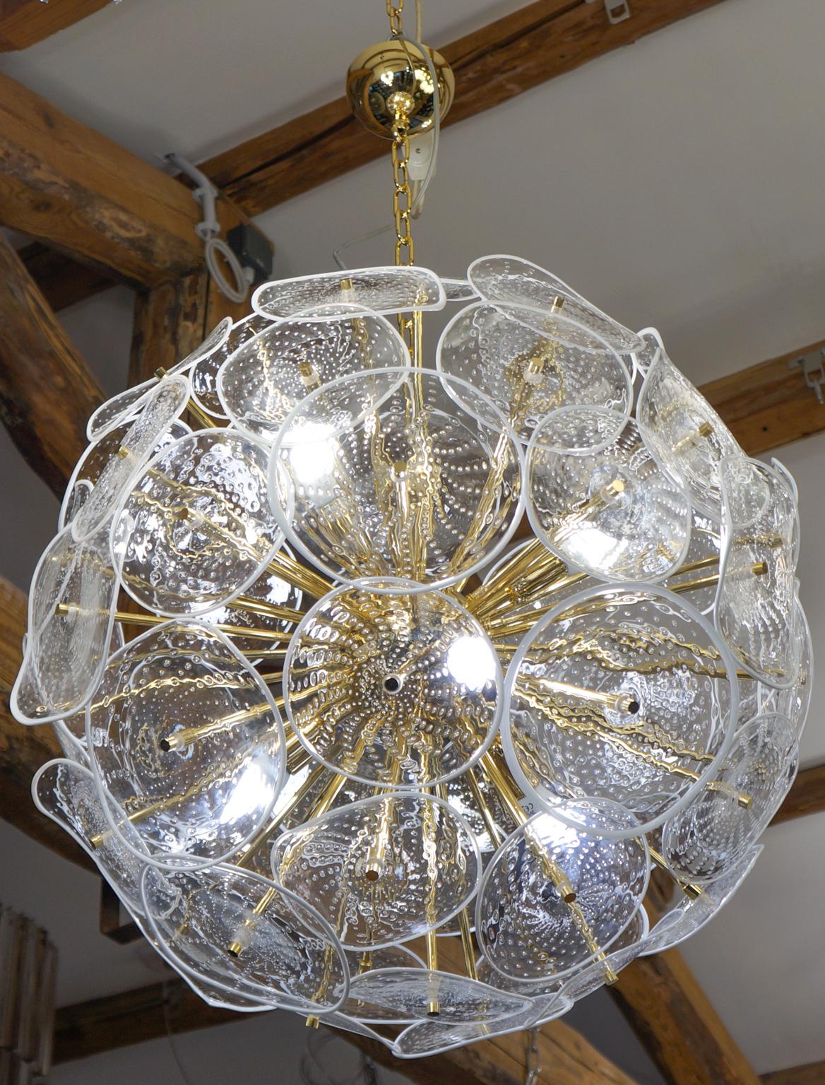 Alberto Donà Mid-Century Modern White Crystal Murano Glass Chandelier, 1990 For Sale 6