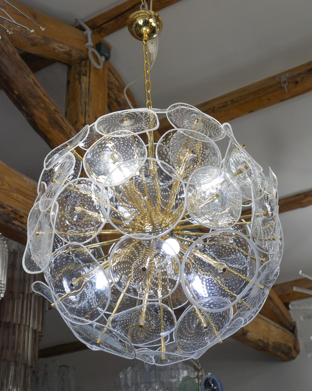 Alberto Donà Mid-Century Modern White Crystal Murano Glass Chandelier, 1990 For Sale 7