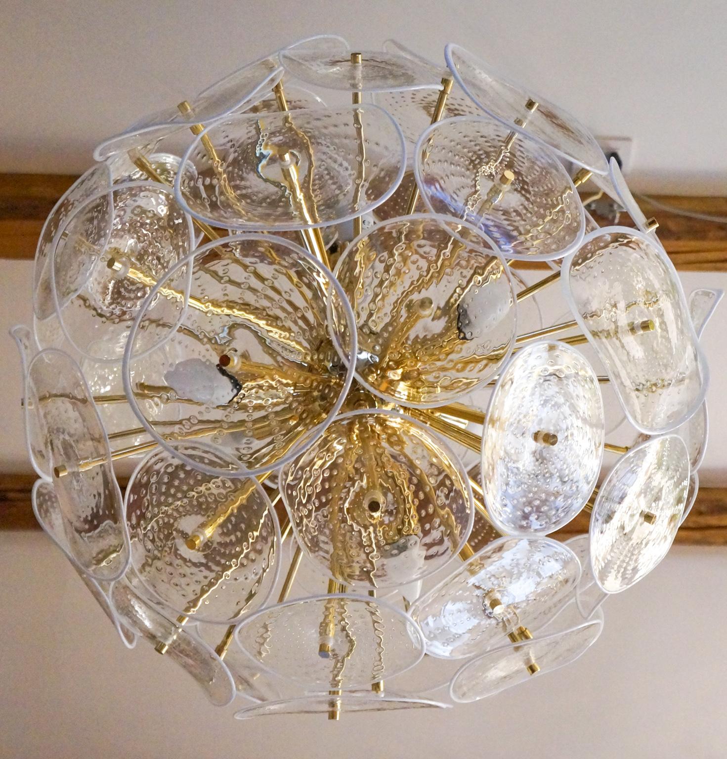 Alberto Donà Mid-Century Modern White Crystal Murano Glass Chandelier, 1990 For Sale 15