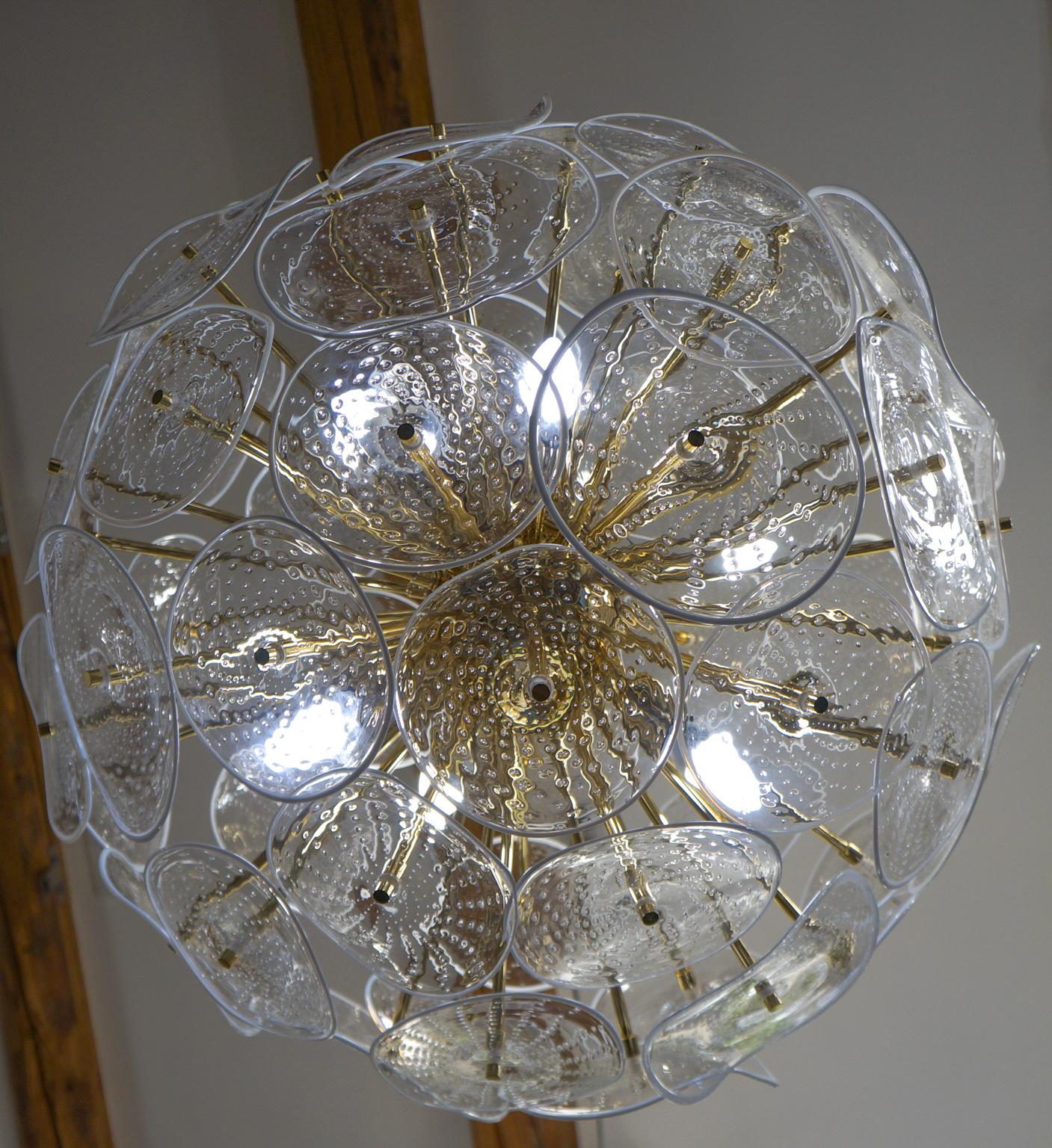 Hand-Crafted Alberto Donà Mid-Century Modern White Crystal Murano Glass Chandelier, 1990 For Sale