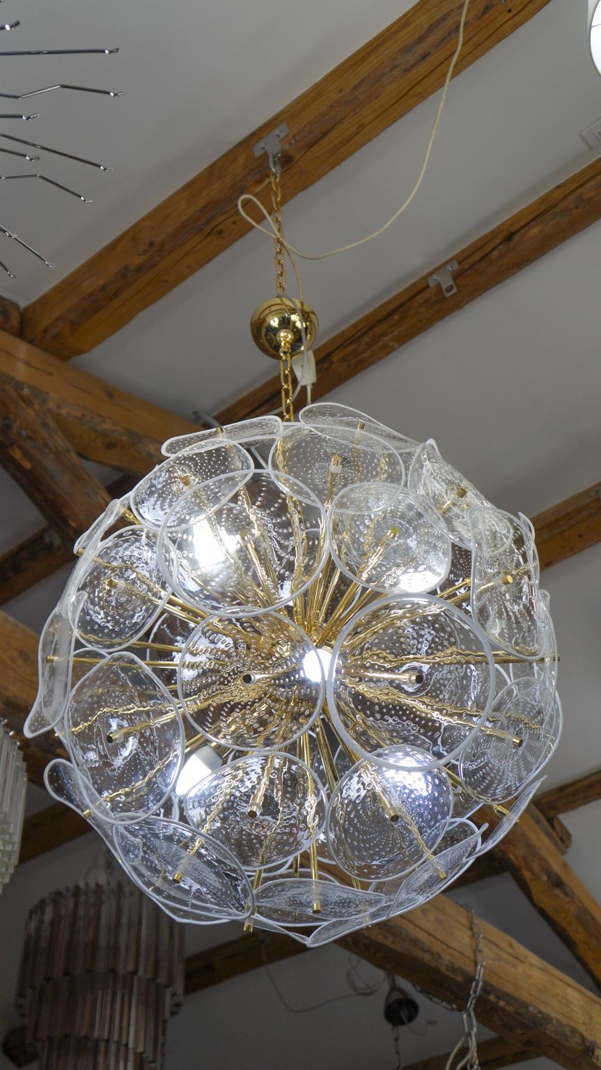 Alberto Donà Mid-Century Modern White Crystal Murano Glass Chandelier, 1990 For Sale 3