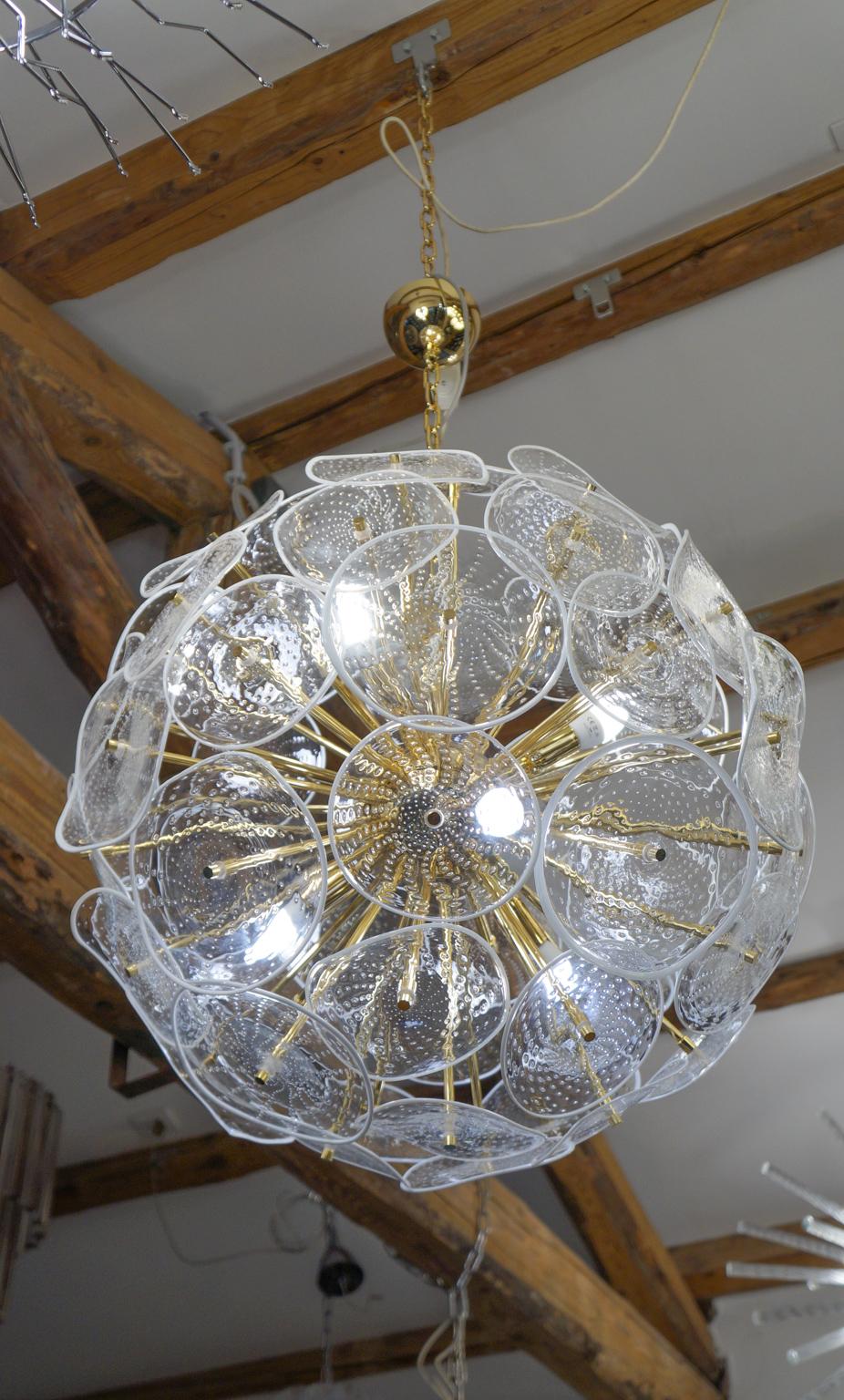 Alberto Donà Mid-Century Modern White Crystal Murano Glass Chandelier, 1990 For Sale 4