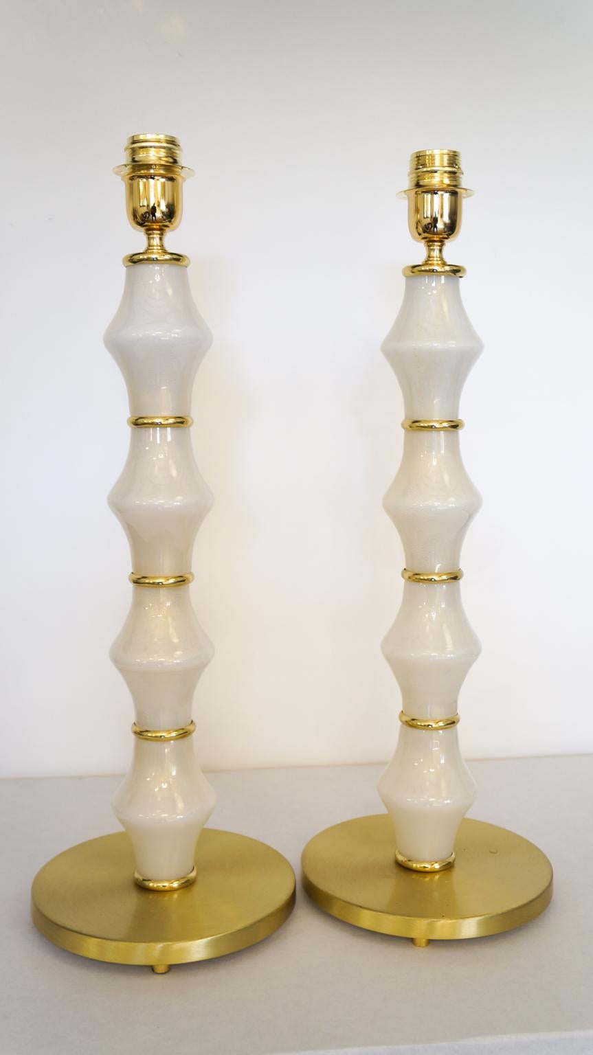 Alberto Donà Mid-Century Modern White Two Murano Glass Table Lamps, 1995 For Sale 5