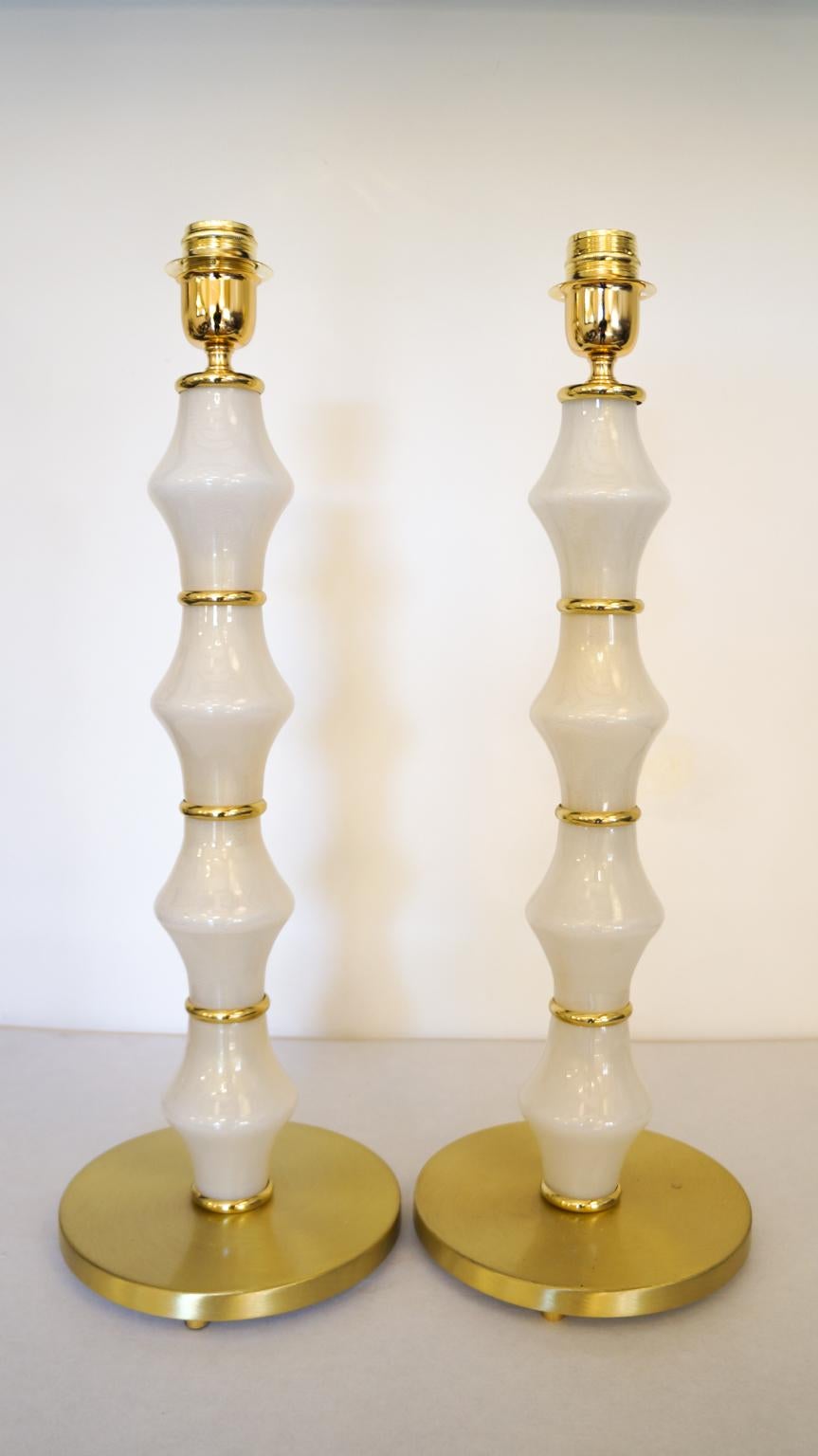 Alberto Donà Mid-Century Modern White Two Murano Glass Table Lamps, 1995 For Sale 12