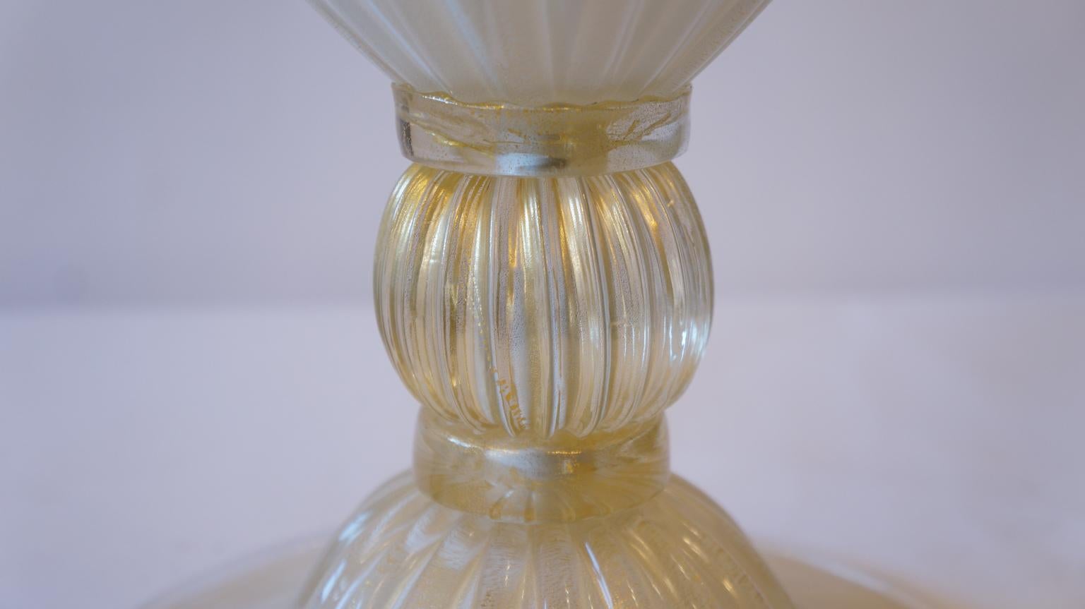 Alberto Donà Mid-Century Modern White Veronese Two Murano Glass Table Lamps 1985 For Sale 6