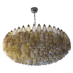 Alberto Donà Midcentury Amber Crystal Murano Glass Poliedri Chandelier, 1985