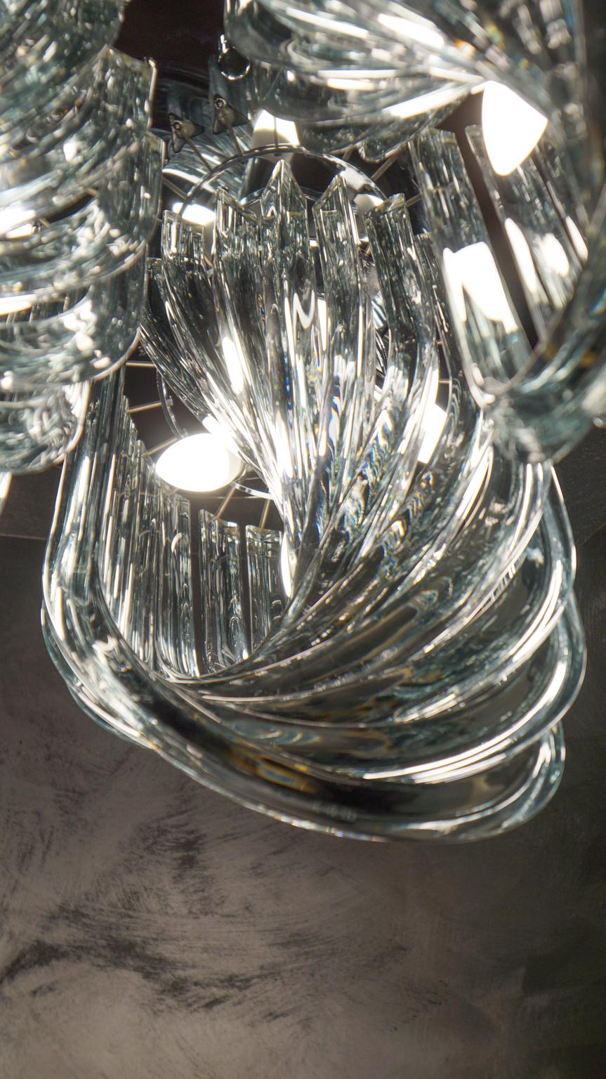 Lampadario curvo in cristallo di Murano in stile moderno di Alberto Donà, anni '96 in vendita 3