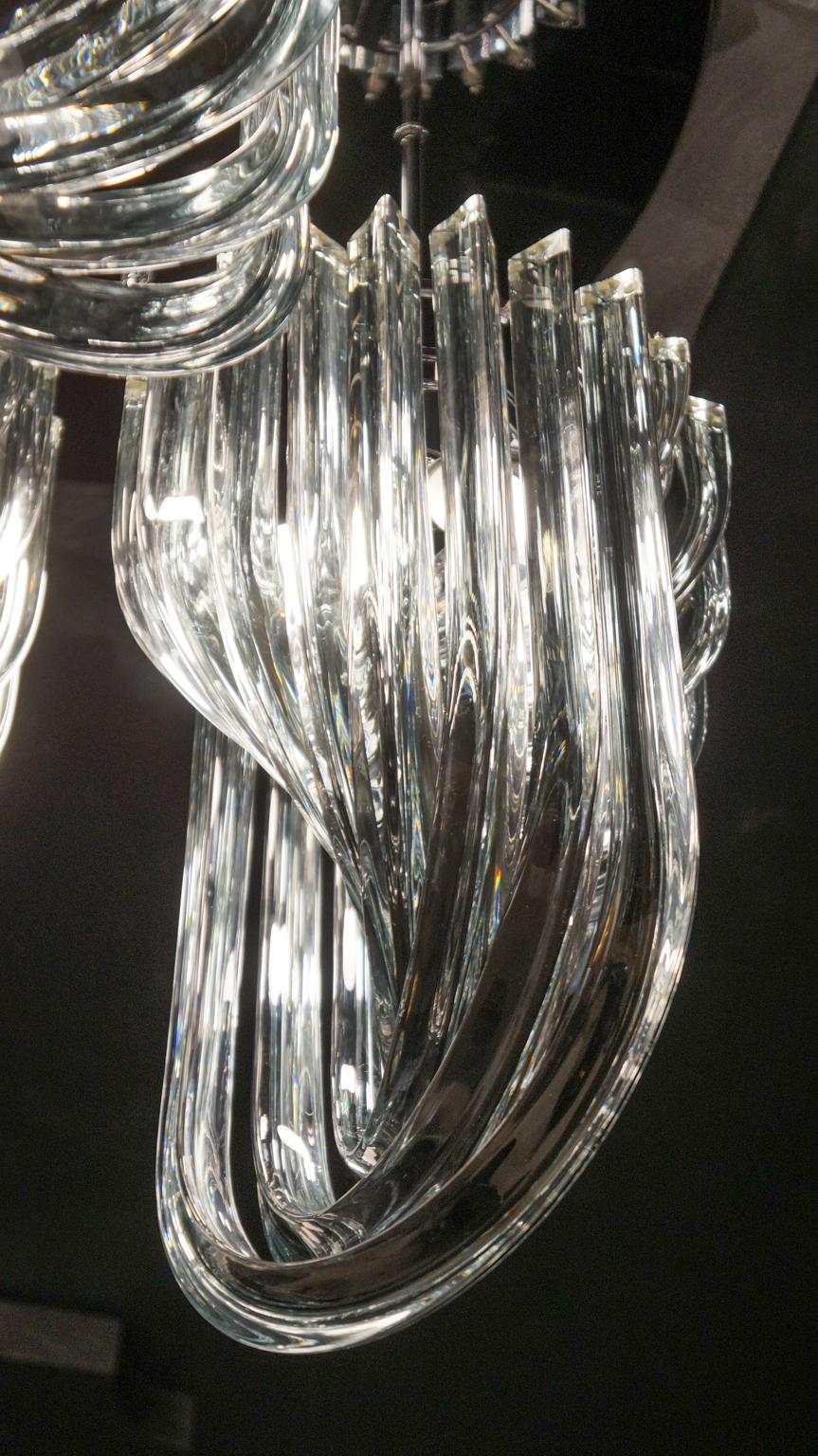 Alberto Donà Modern Style Crystal Murano Glass Curve Chandelier, 1996s For Sale 6