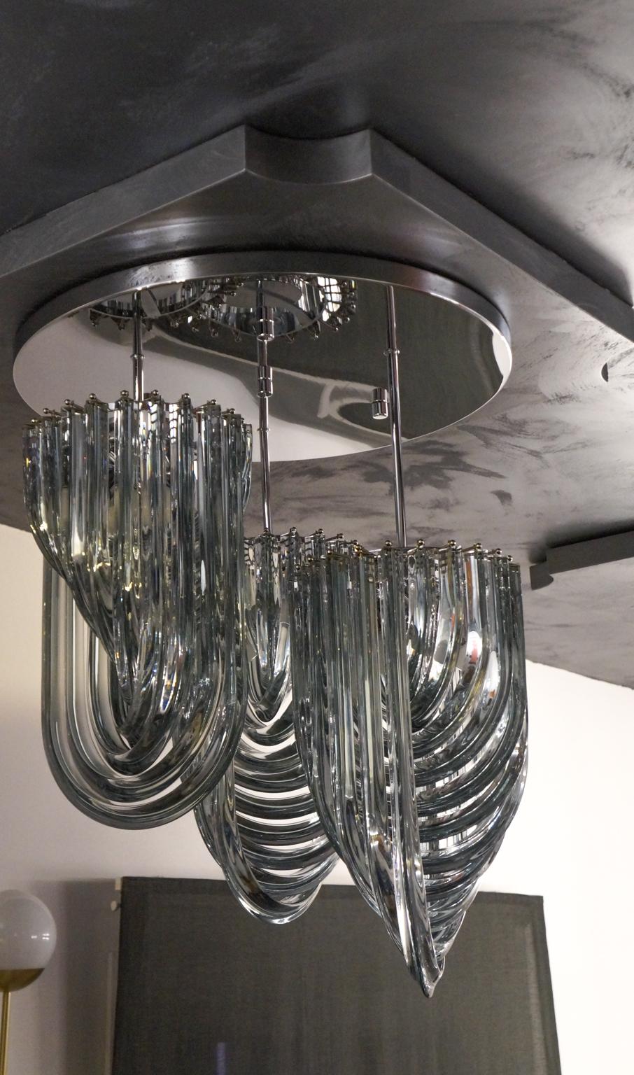 Alberto Donà Modern Style Crystal Murano Glass Curve Chandelier, 1996s For Sale 8