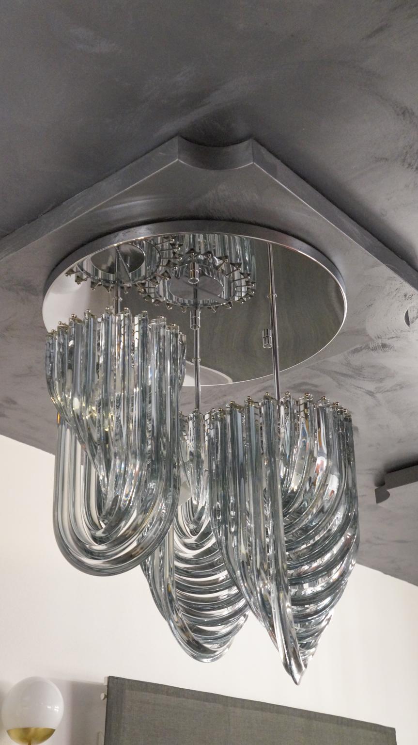 Alberto Donà Modern Style Crystal Murano Glass Curve Chandelier, 1996s For Sale 9