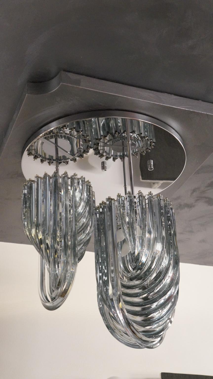 Lampadario curvo in cristallo di Murano in stile moderno di Alberto Donà, anni '96 in vendita 8