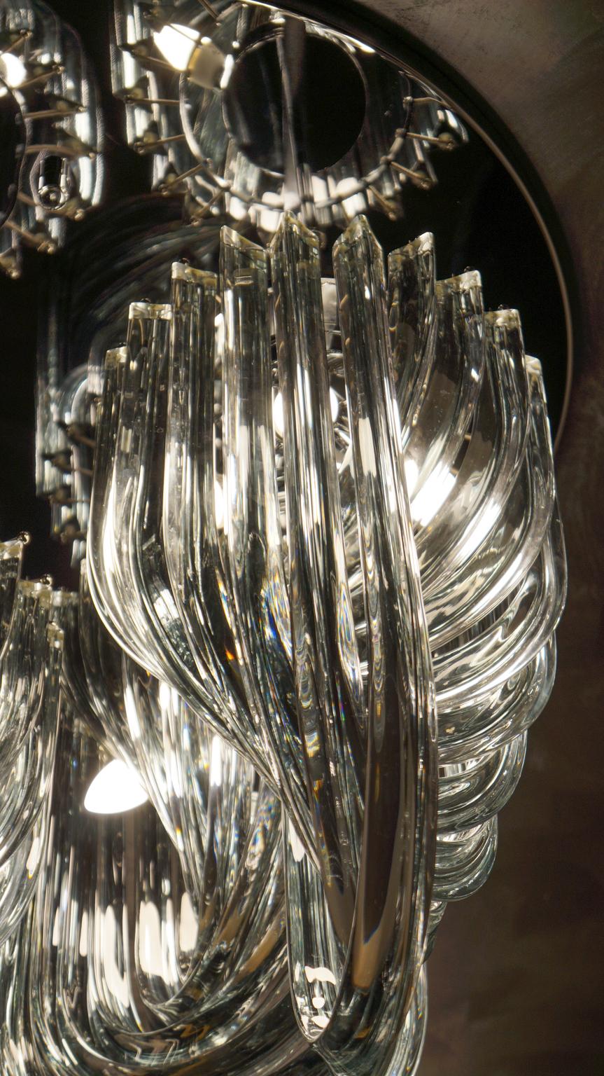 Lampadario curvo in cristallo di Murano in stile moderno di Alberto Donà, anni '96 in vendita 2
