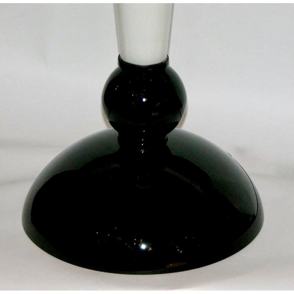 Art Glass Alberto Dona Monumental Art Deco Black & White Murano Glass Table/Floor Lamp For Sale