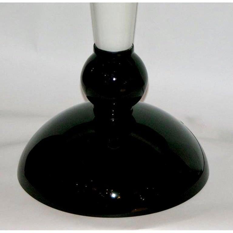 Verre d'art Alberto Dona - Lampe de bureau/lampe de loupe monumentale Art Déco en verre de Murano noir et blanc en vente