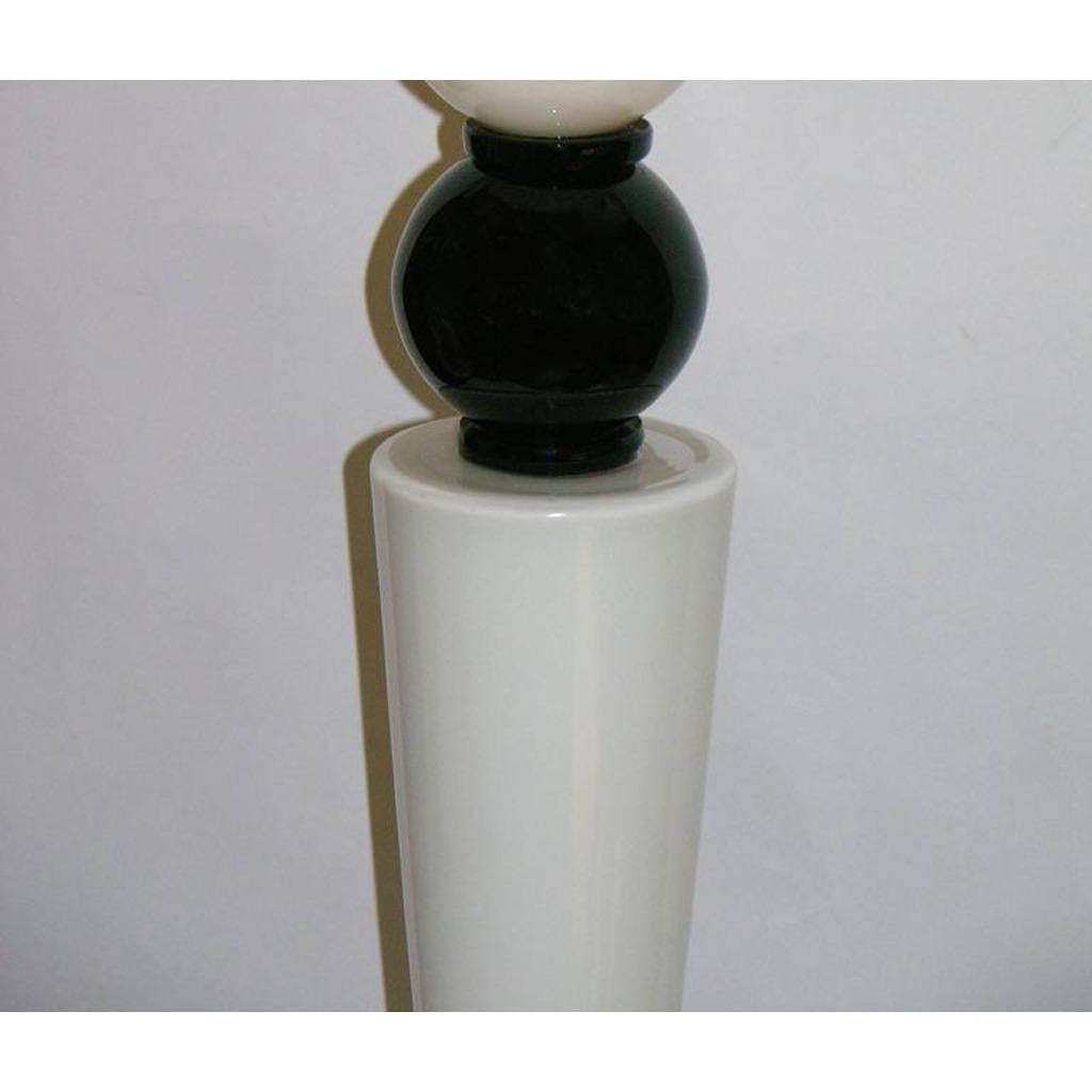 Alberto Dona Monumental Art Deco Black & White Murano Glass Table/Floor Lamp For Sale 2