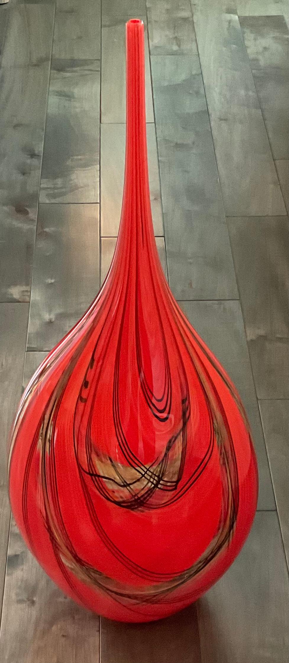 Amazing and very large sculptural Murano vase signed and dated by Alberto Dona 2008. 

Born with the name Fratelli Donà, the business was funded in Murano in 1937 by Arnaldo Donà, Alberto Donà’s father

In 1992 the company became the today’s