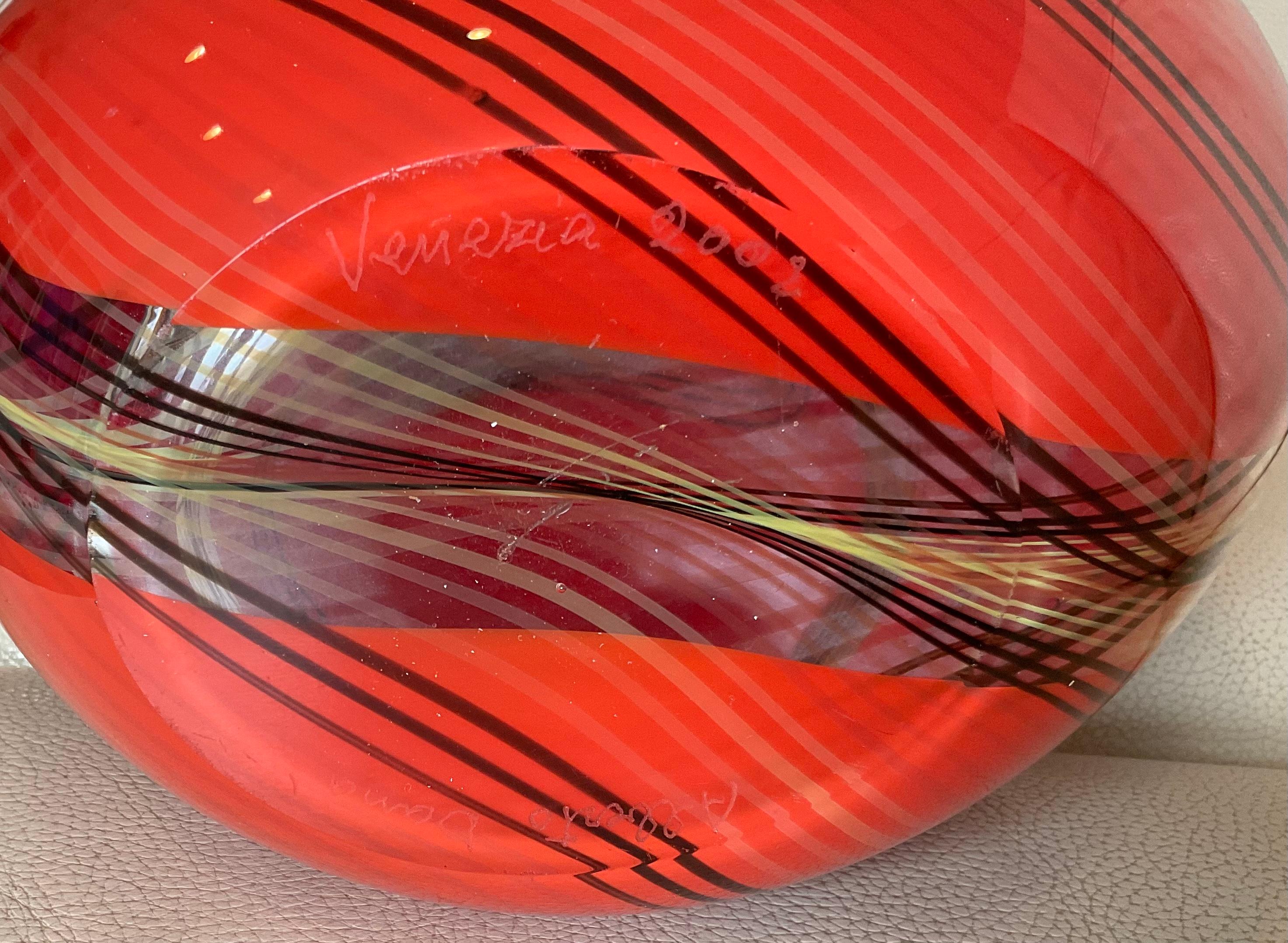 Blown Glass Alberto Dona Monumental Murano Sculpture Vase in Brilliant Red 2008 