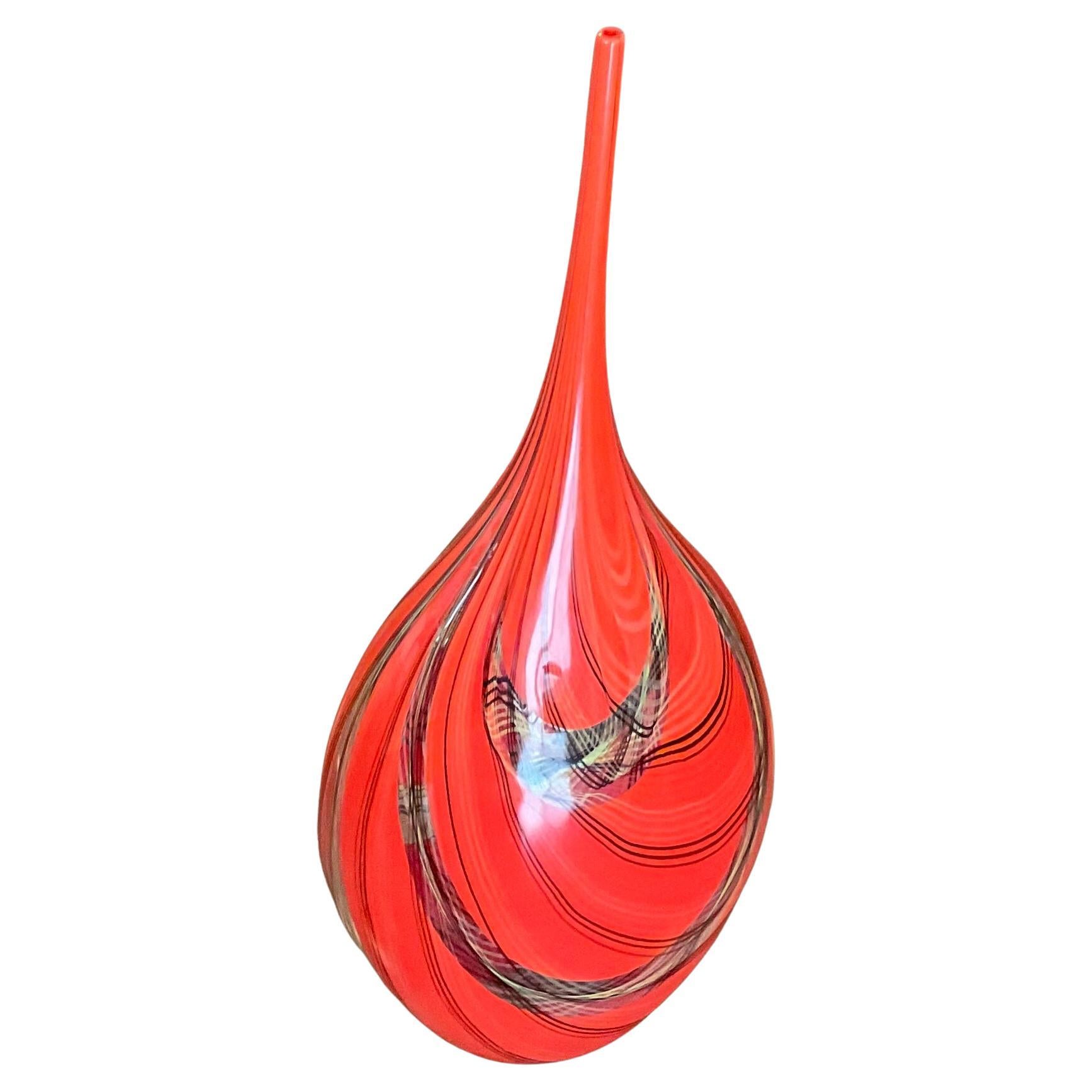 Alberto Dona Monumental Murano Sculpture Vase in Brilliant Red 2008 