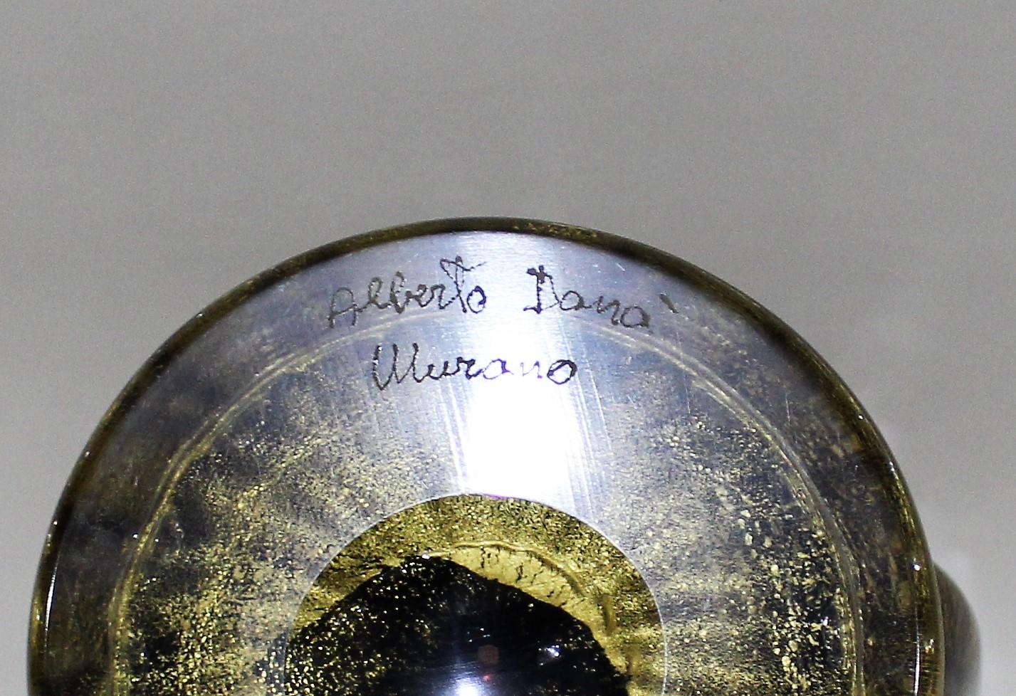 Alberto Dona Murano Art Glass Vase with Gold Flecks For Sale 1