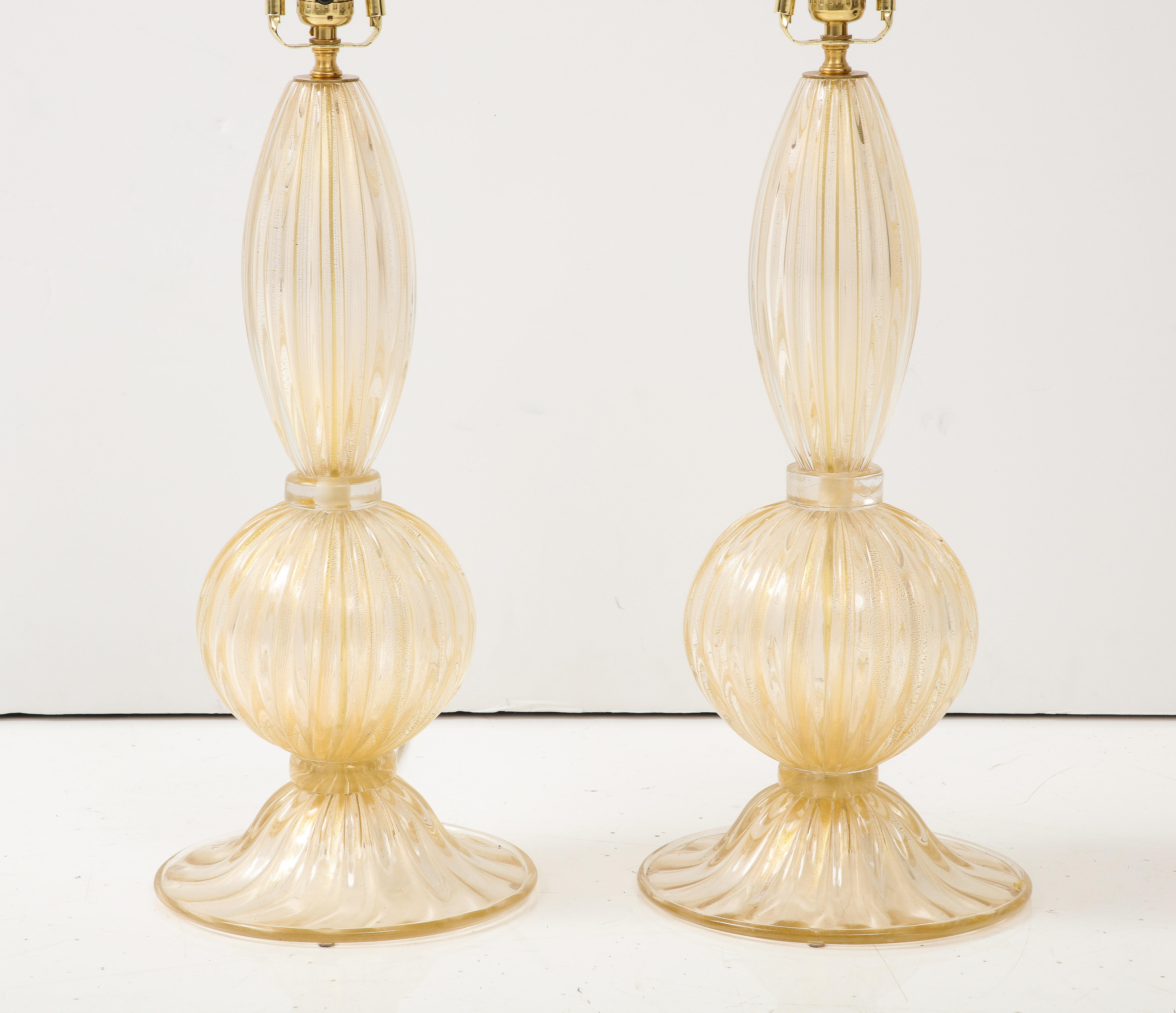 Beautiful pair of Murano glass table lamps designed Alberto Donà 