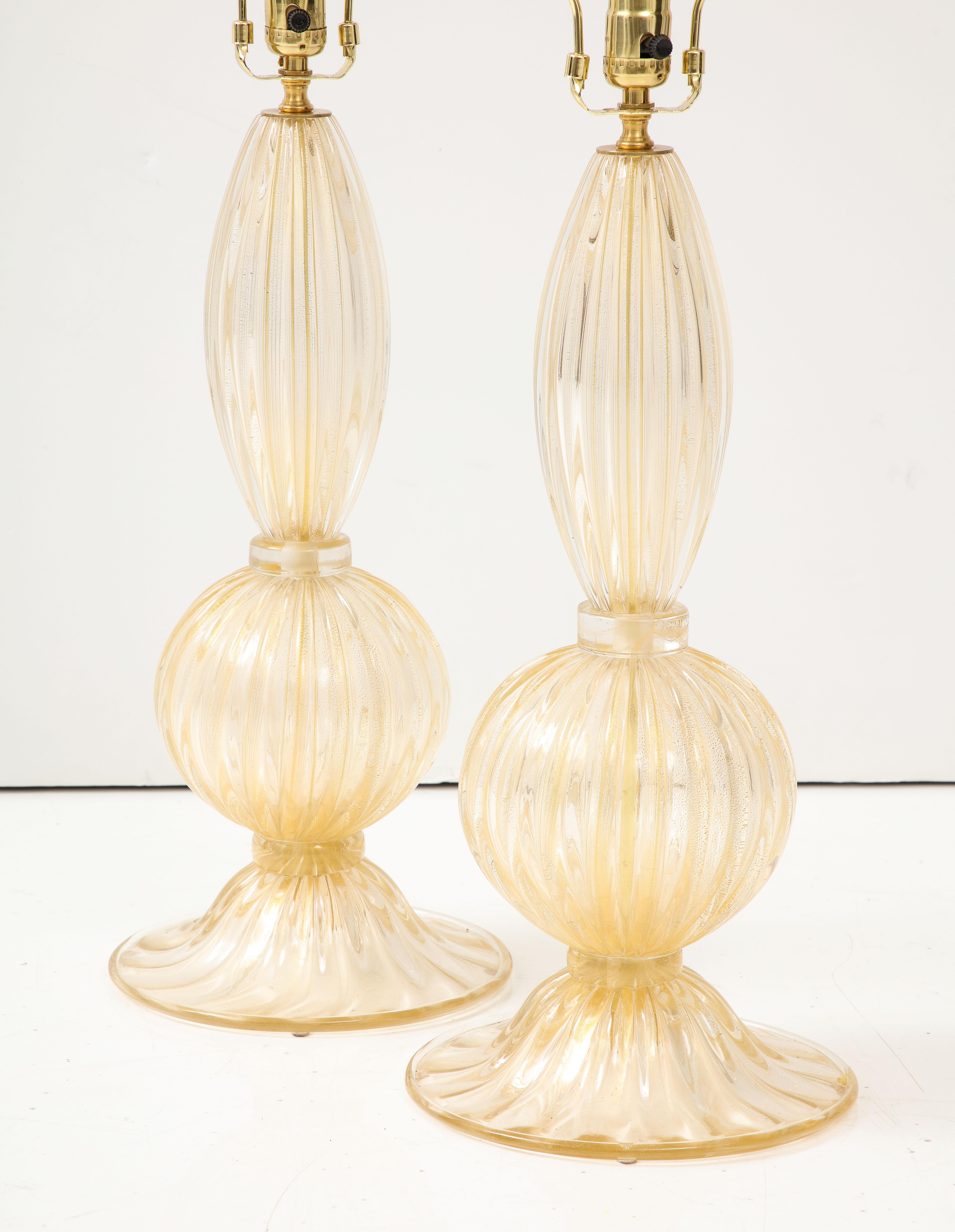Brass Alberto Doná Murano Glass Table Lamps