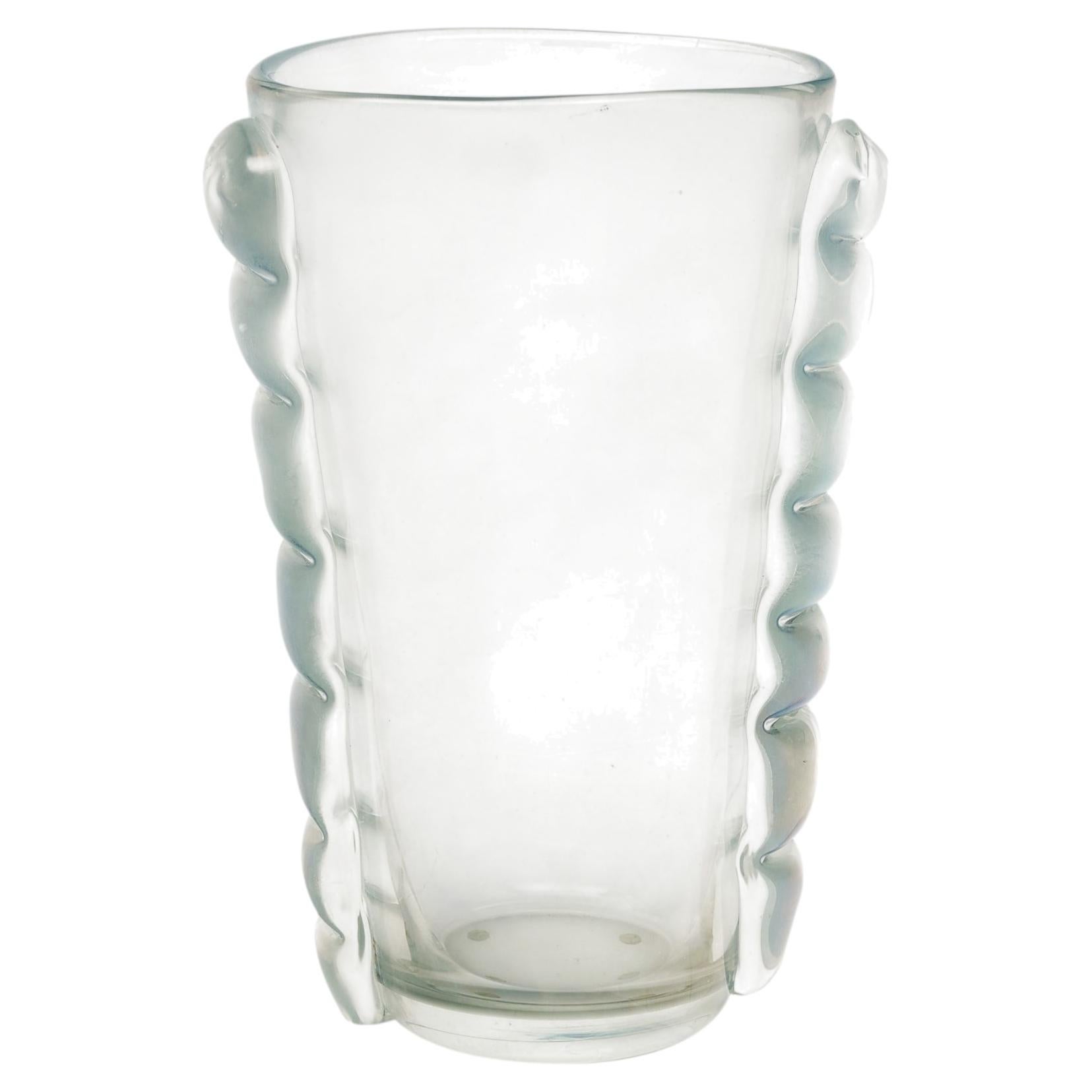 Alberto Dona Murano Glass Vernoese Vase, Iridescent, Mid-Century Style