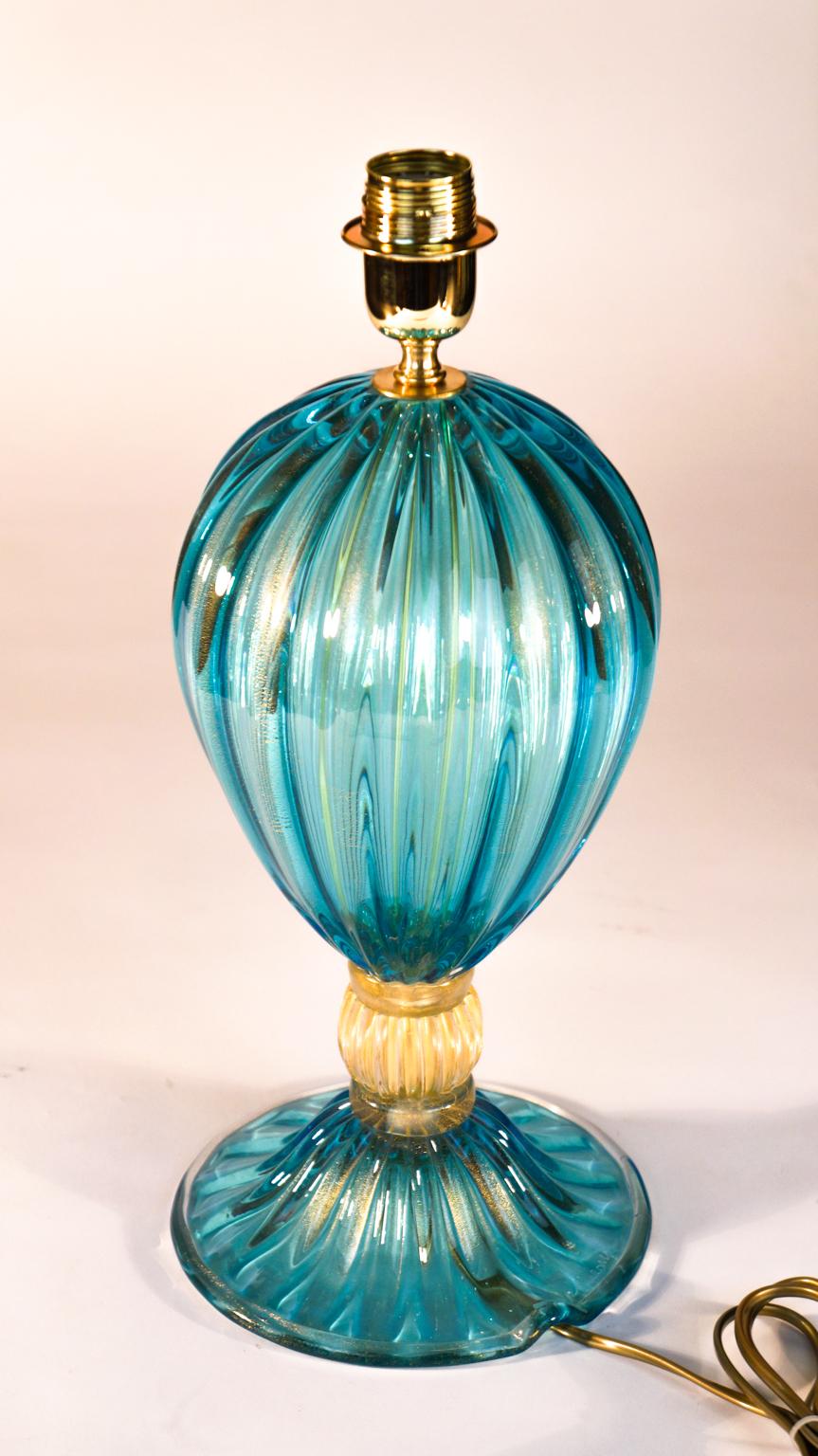 Verre de Murano Alberto Donà Paire de lampes de table en verre de Murano italien bleu clair Veronese, années 1980 en vente
