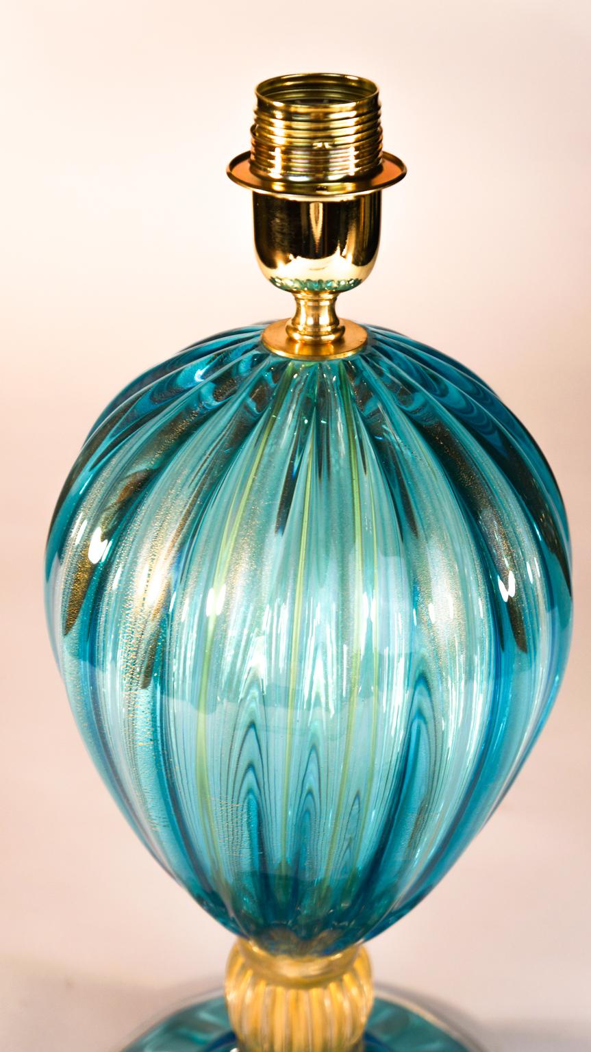 Alberto Donà Pair of Light Blue Italian Murano Glass Table Lamps Veronese, 1980s For Sale 2