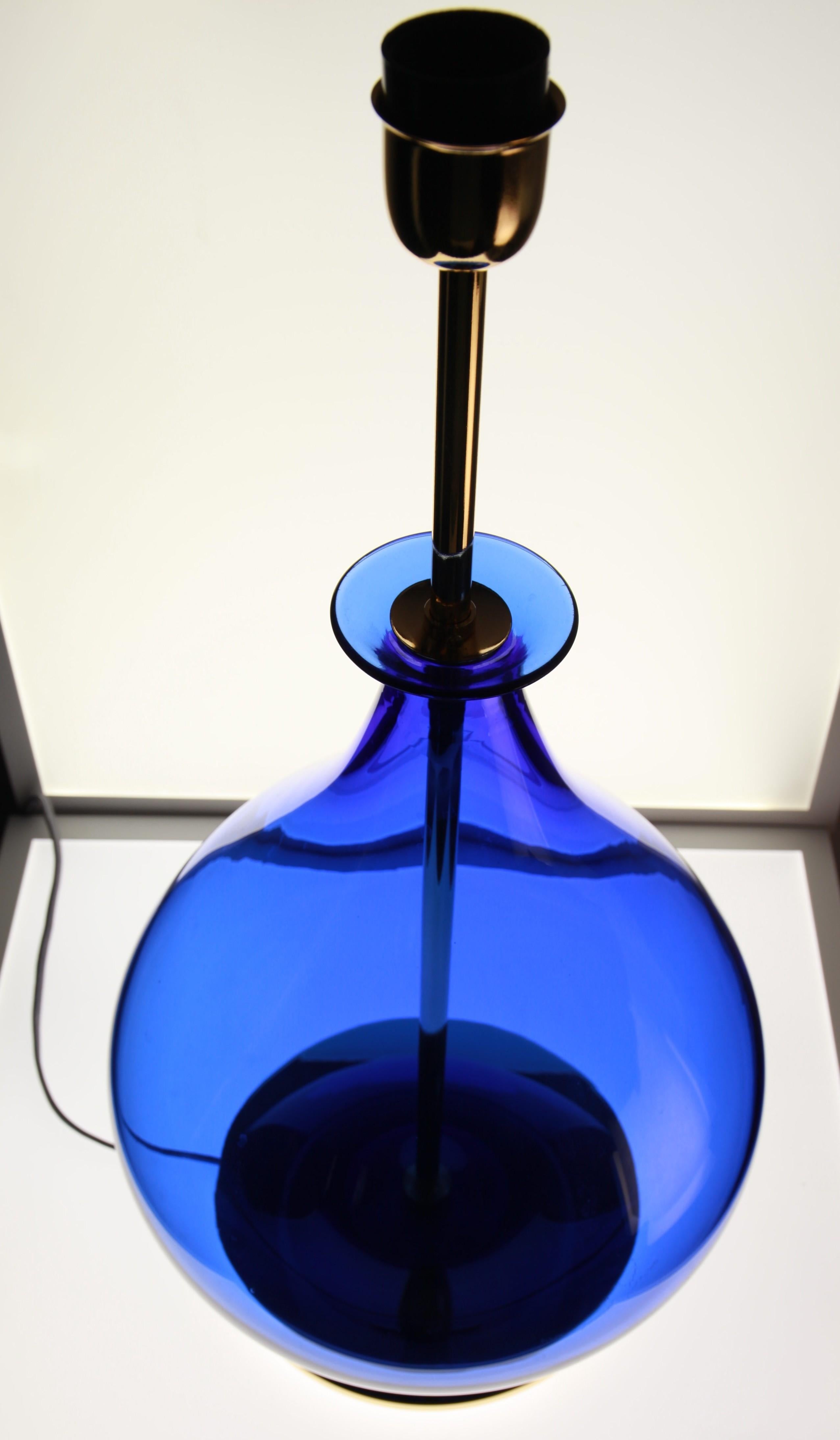 Alberto Donà, Pair of Table Lamps, Gourd Shape, Murano Deep Cobalt Blue 4
