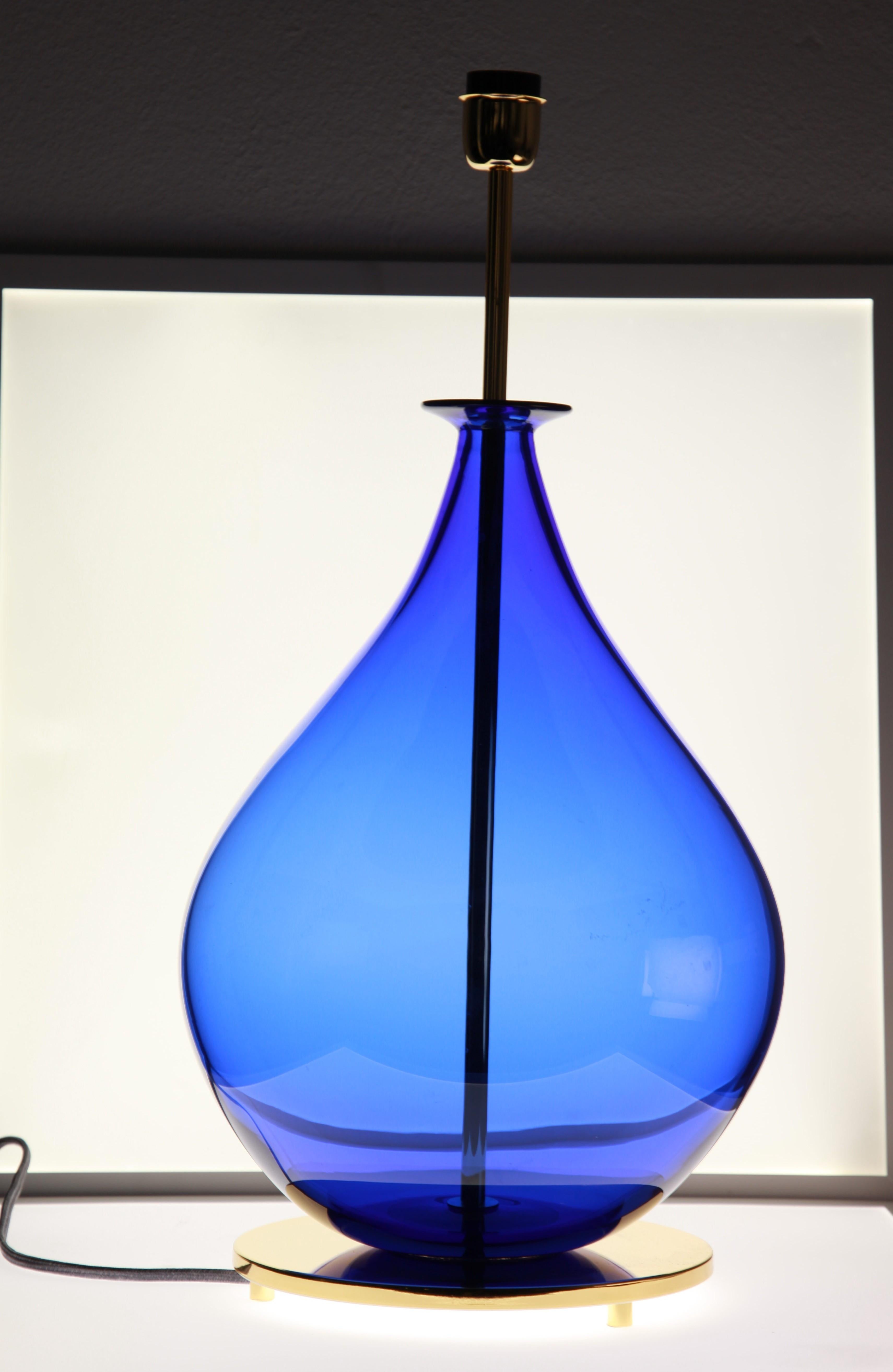 Alberto Donà, Pair of Table Lamps, Gourd Shape, Murano Deep Cobalt Blue 5