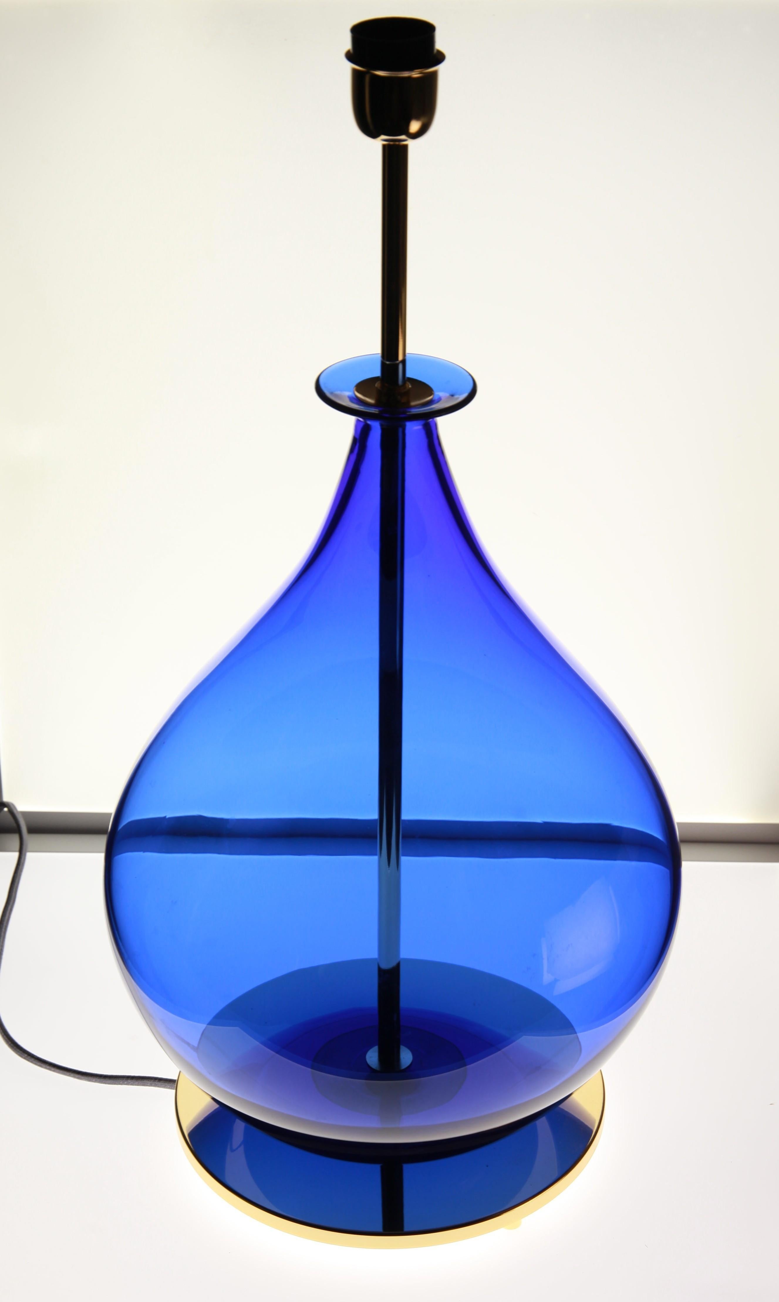 Alberto Donà, Pair of Table Lamps, Gourd Shape, Murano Deep Cobalt Blue 6