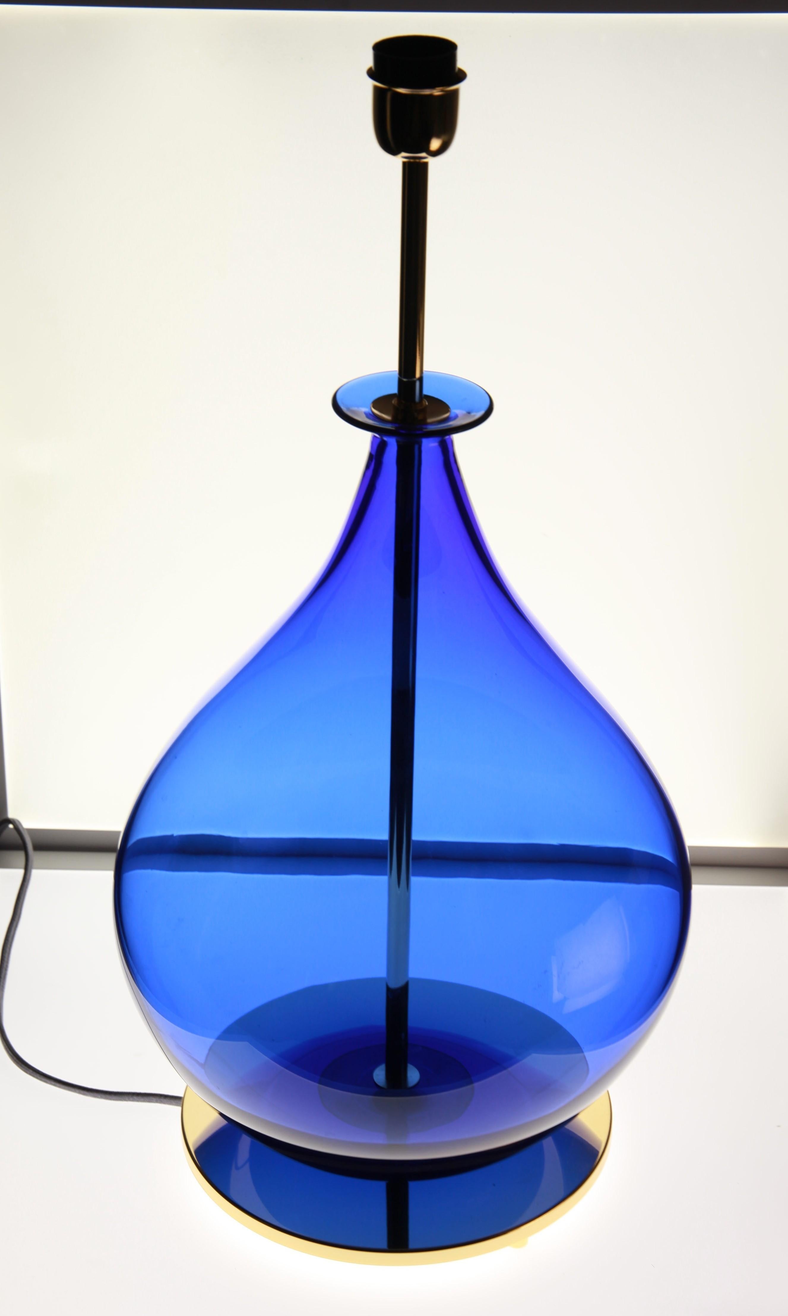 Alberto Donà, Pair of Table Lamps, Gourd Shape, Murano Deep Cobalt Blue 7