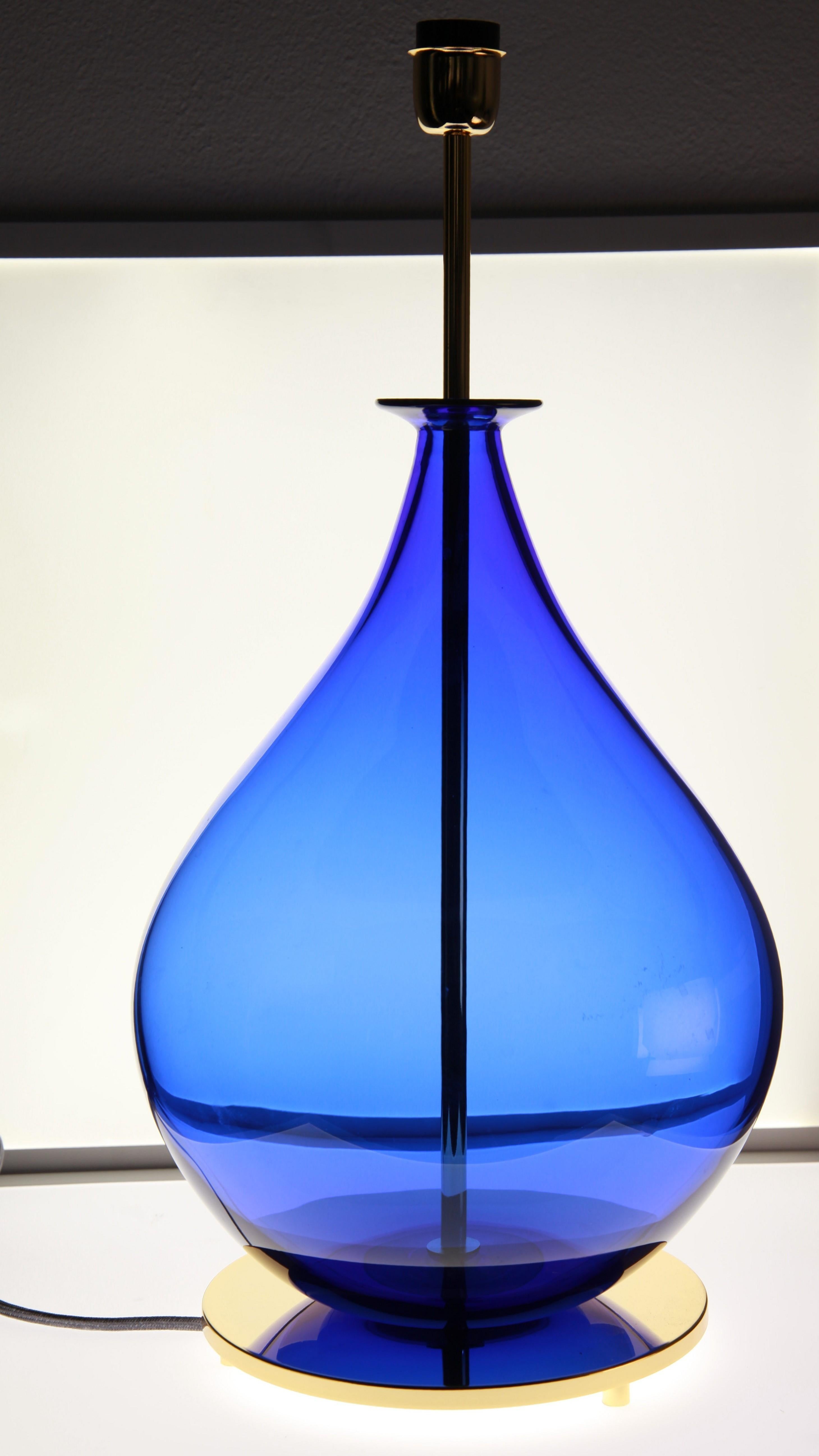Alberto Donà, Pair of Table Lamps, Gourd Shape, Murano Deep Cobalt Blue 1