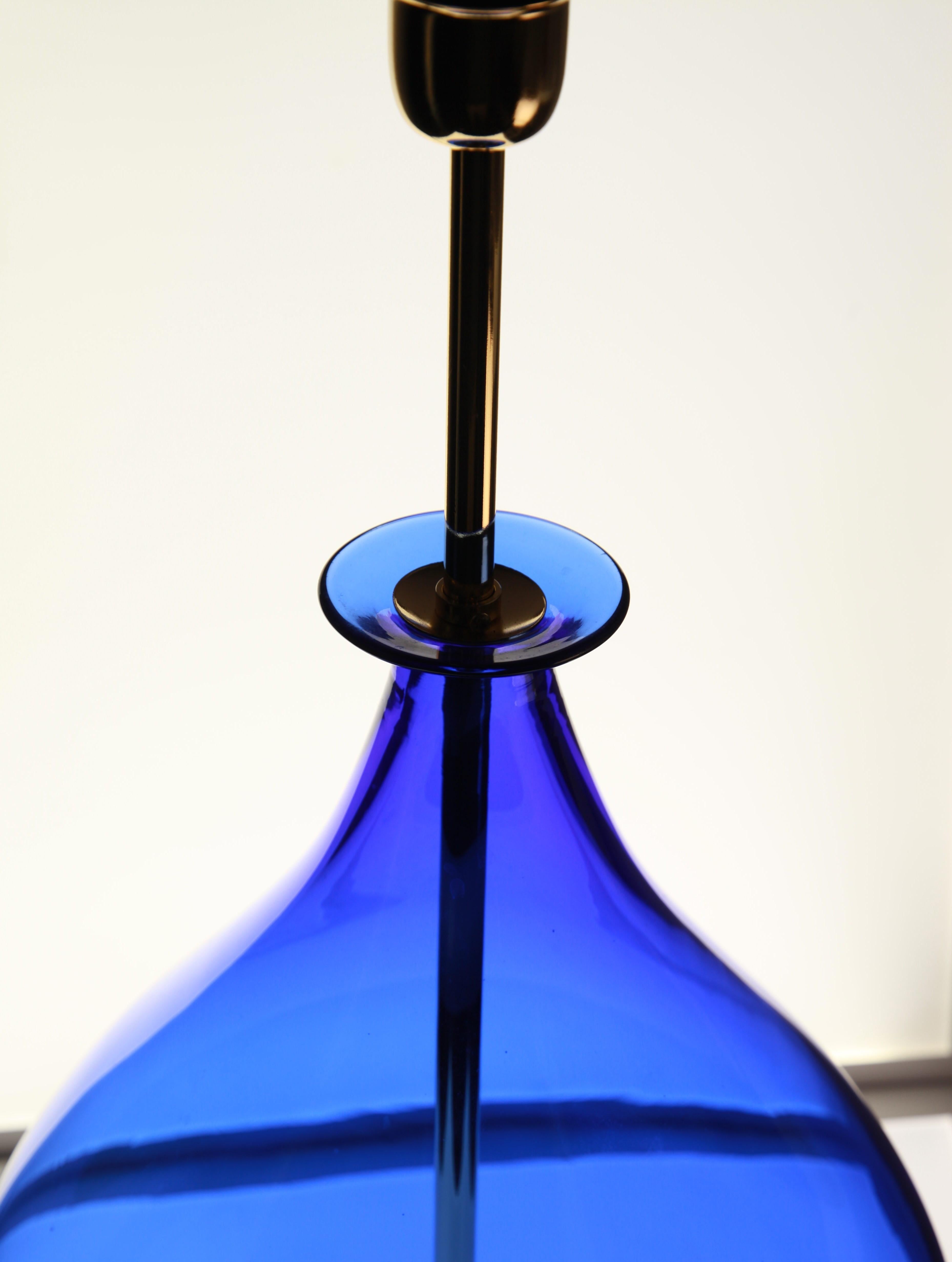 Alberto Donà, Pair of Table Lamps, Gourd Shape, Murano Deep Cobalt Blue 2