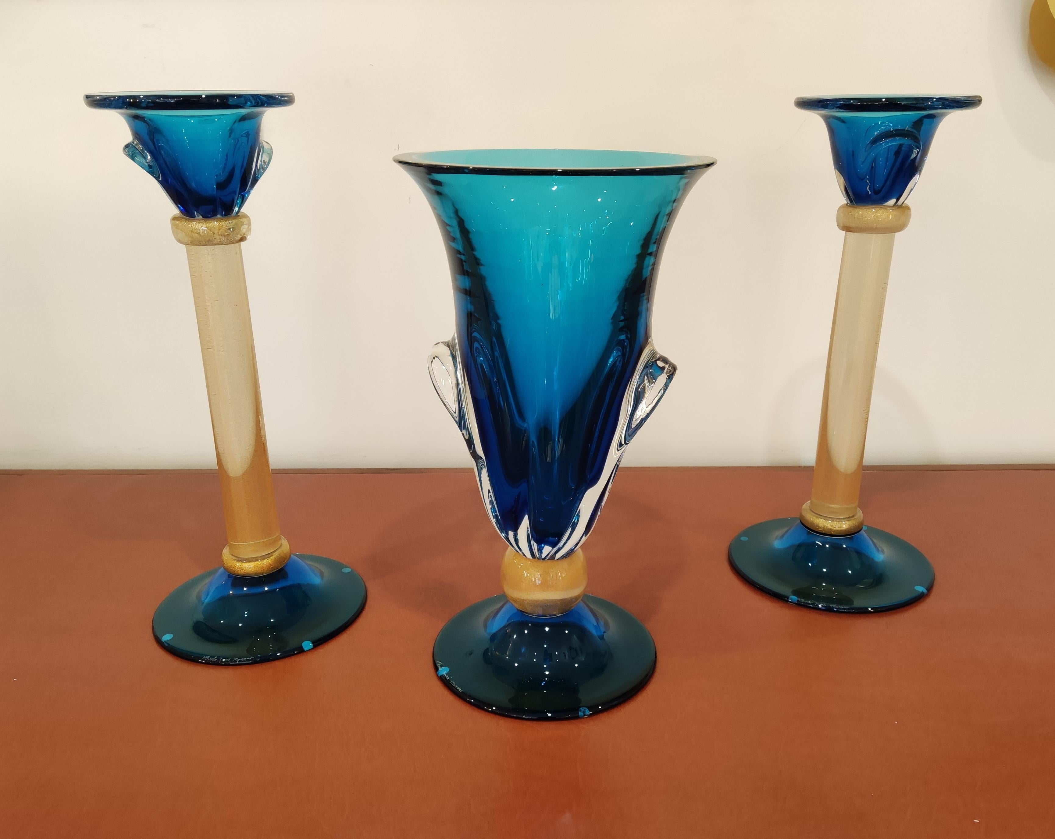 Alberto Donà Set of 3 Pièces '2 candlesticks and 1 vase' For Sale 4