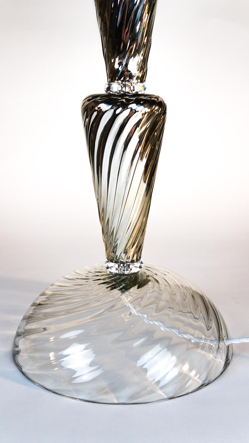 Fin du 20e siècle Alberto Donà paire de lampes de bureau italiennes en verre de Murano et cristal argenté, années 1994 en vente