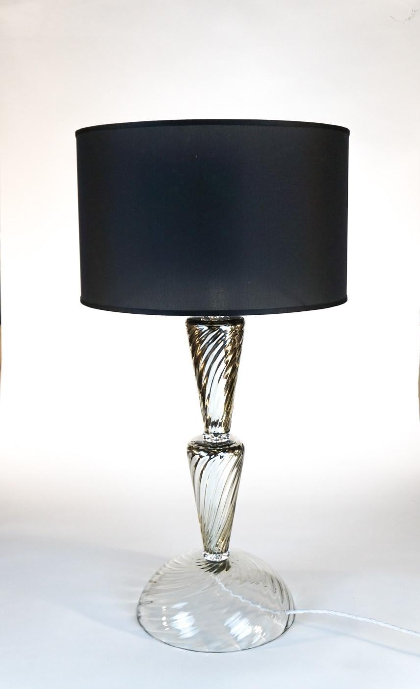 Alberto Donà Silver Crystal Pair of Italian Murano Glass Table Lamps, 1994s For Sale 2