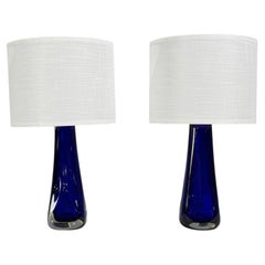 Alberto Donà, Table Lamps, Blue Murano Glass, Italy, 1995