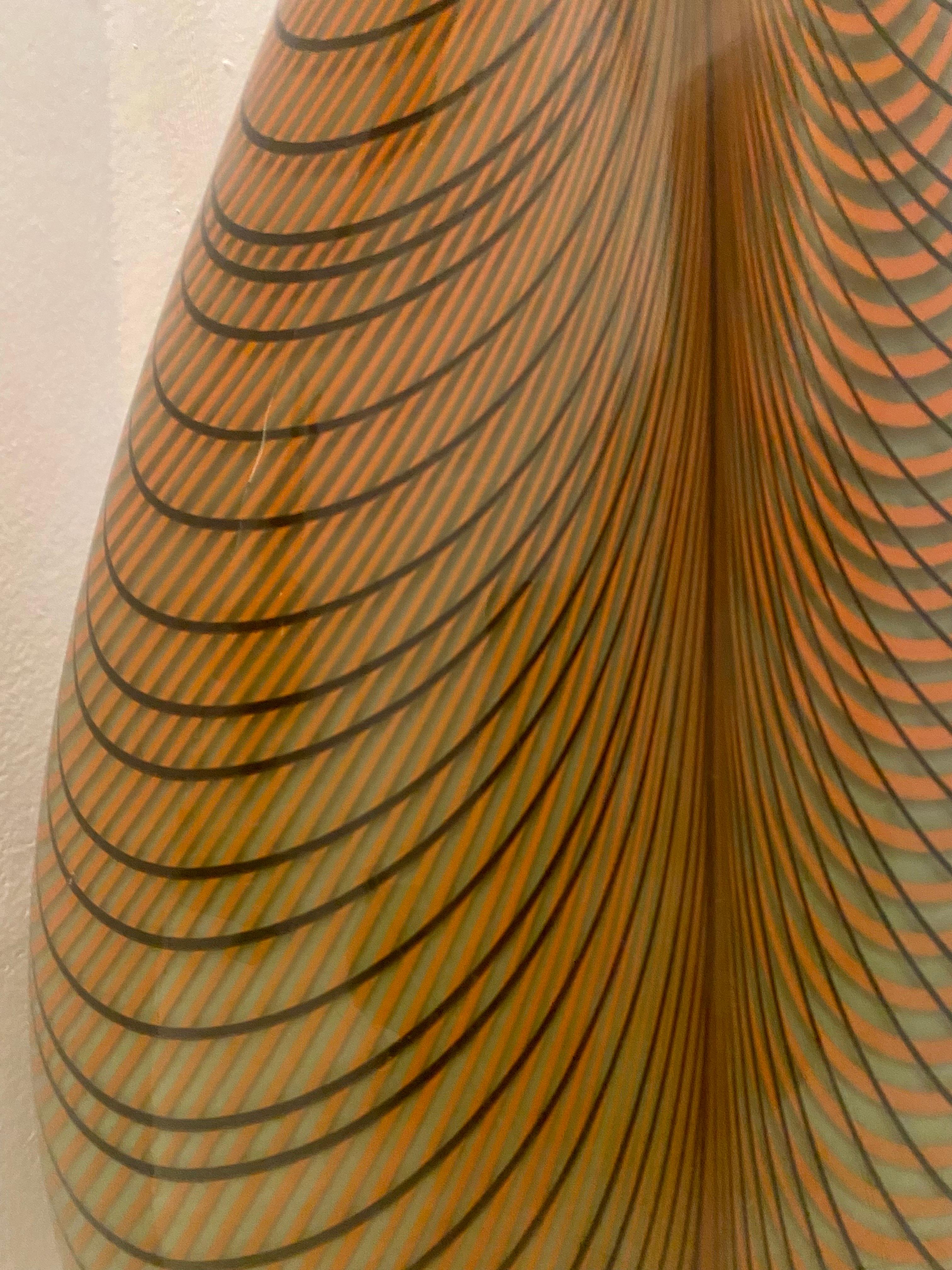Alberto Dona Tall Feather Murano Glass Vase, Signed 3