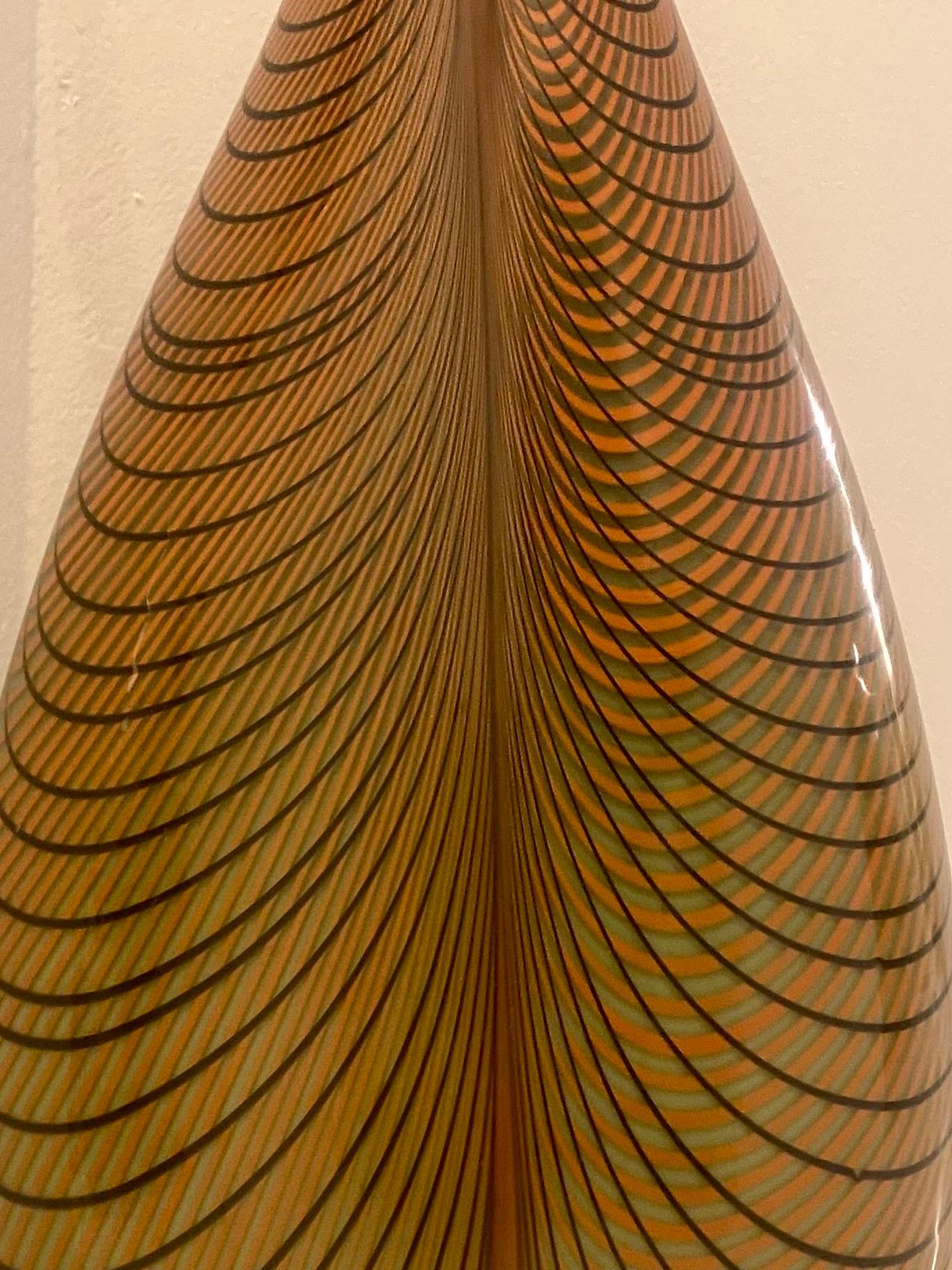 Alberto Dona Tall Feather Murano Glass Vase, Signed 5