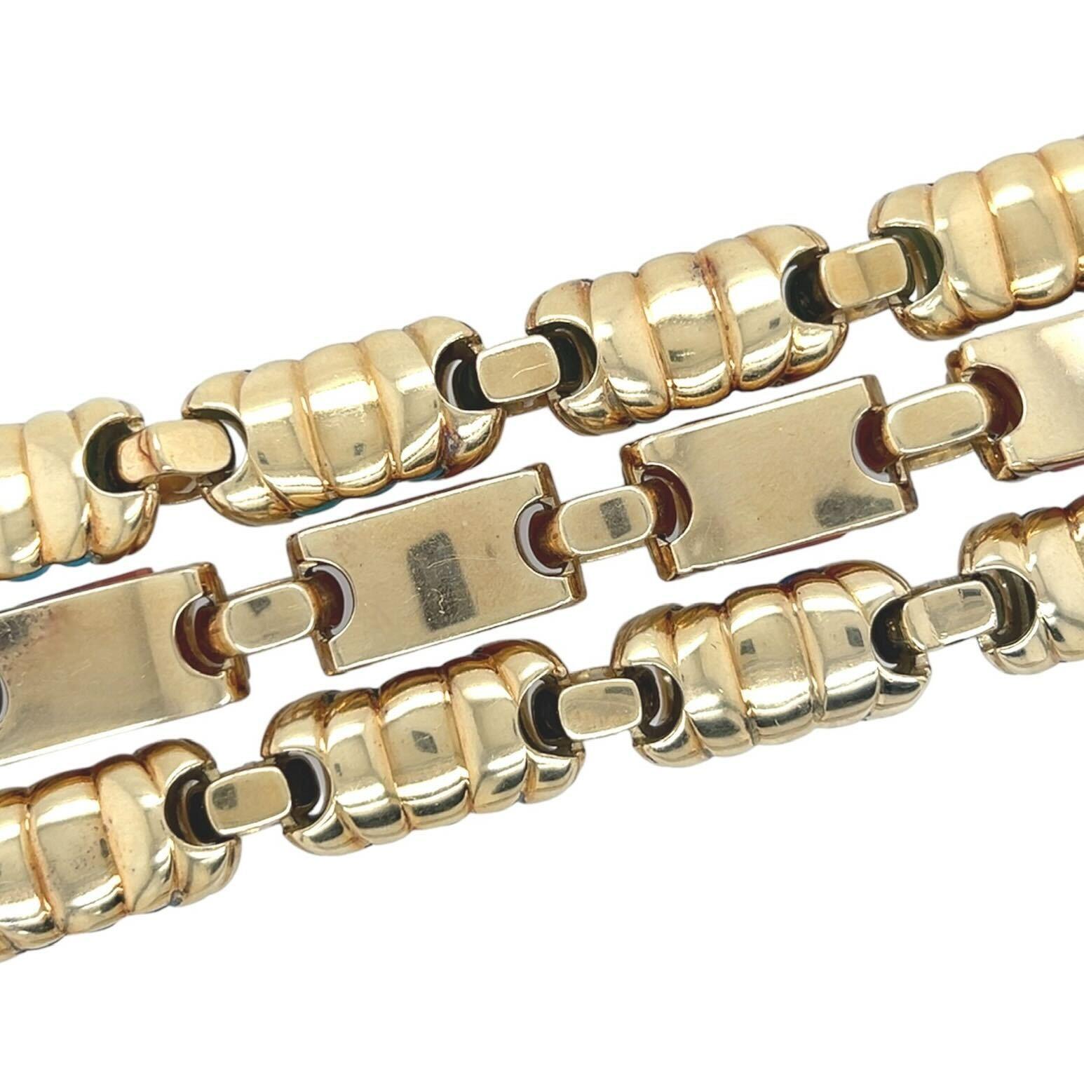 ALBERTO E LINA Armbänder aus Gelbgold, Koralle, Türkis und Lapislazuli (Carréeschliff) im Angebot