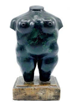 20th Century Nude Torso, boteroesque sculpture, contemporary Colombian artist