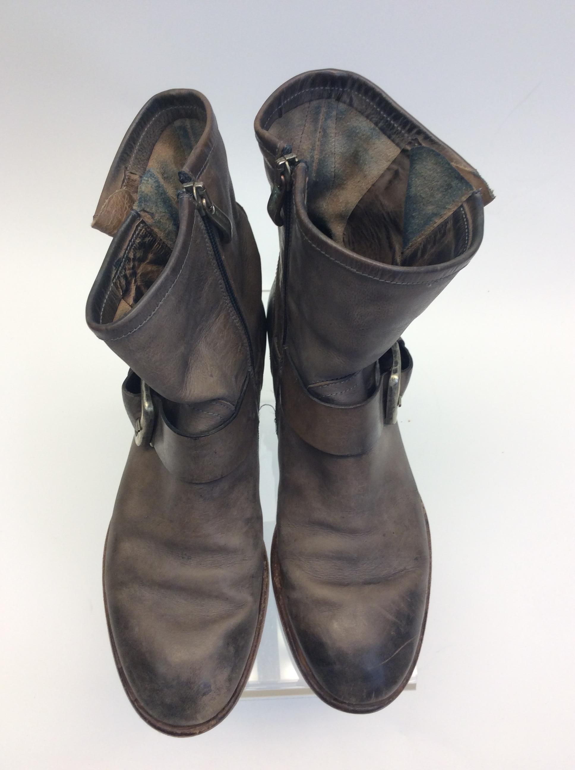 Alberto Fermani Brown Leather Booties For Sale 1