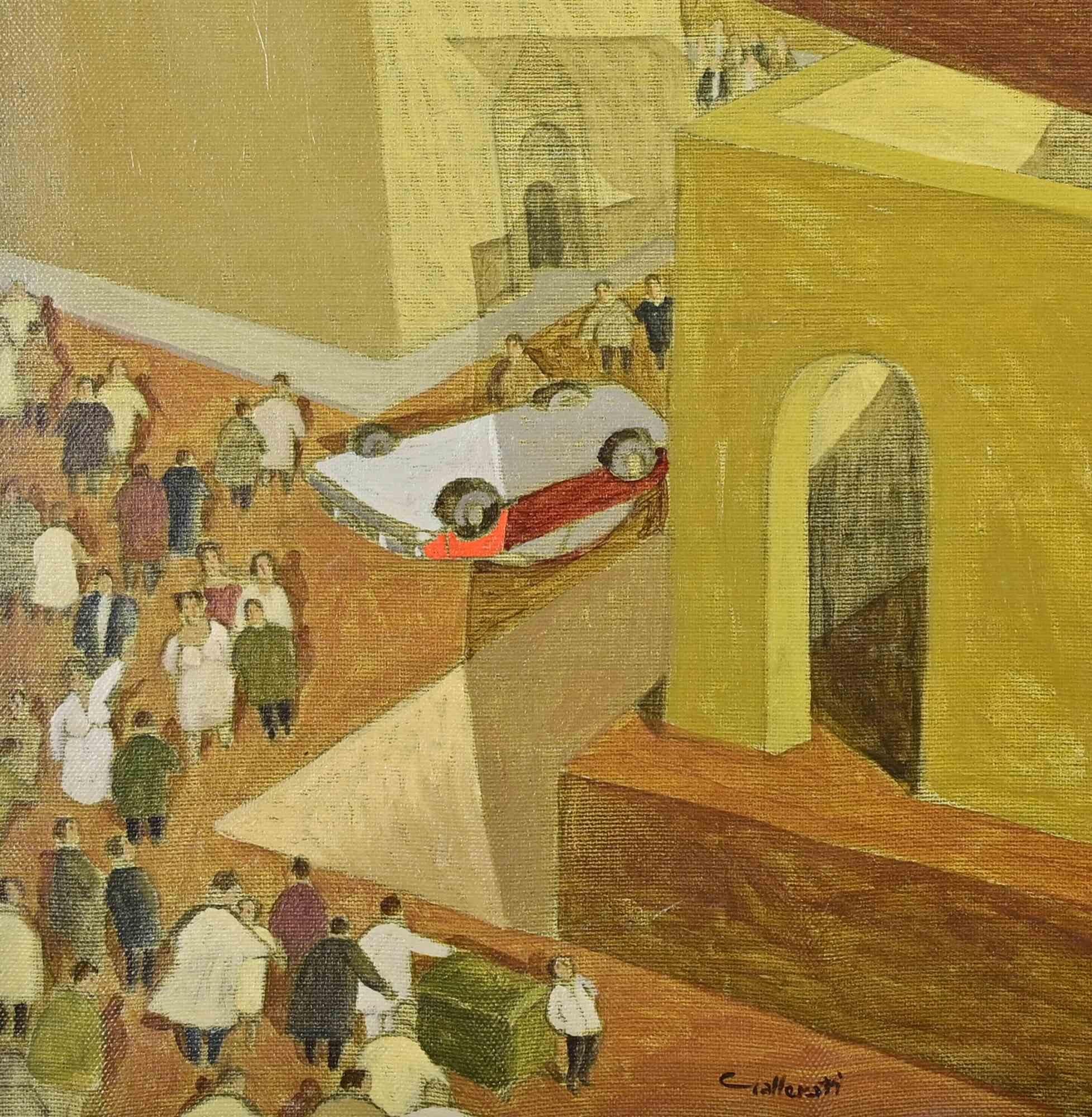 A Beautiful Day in the Center of Rome - Paint by Alberto Gallerati - 1970s For Sale 1