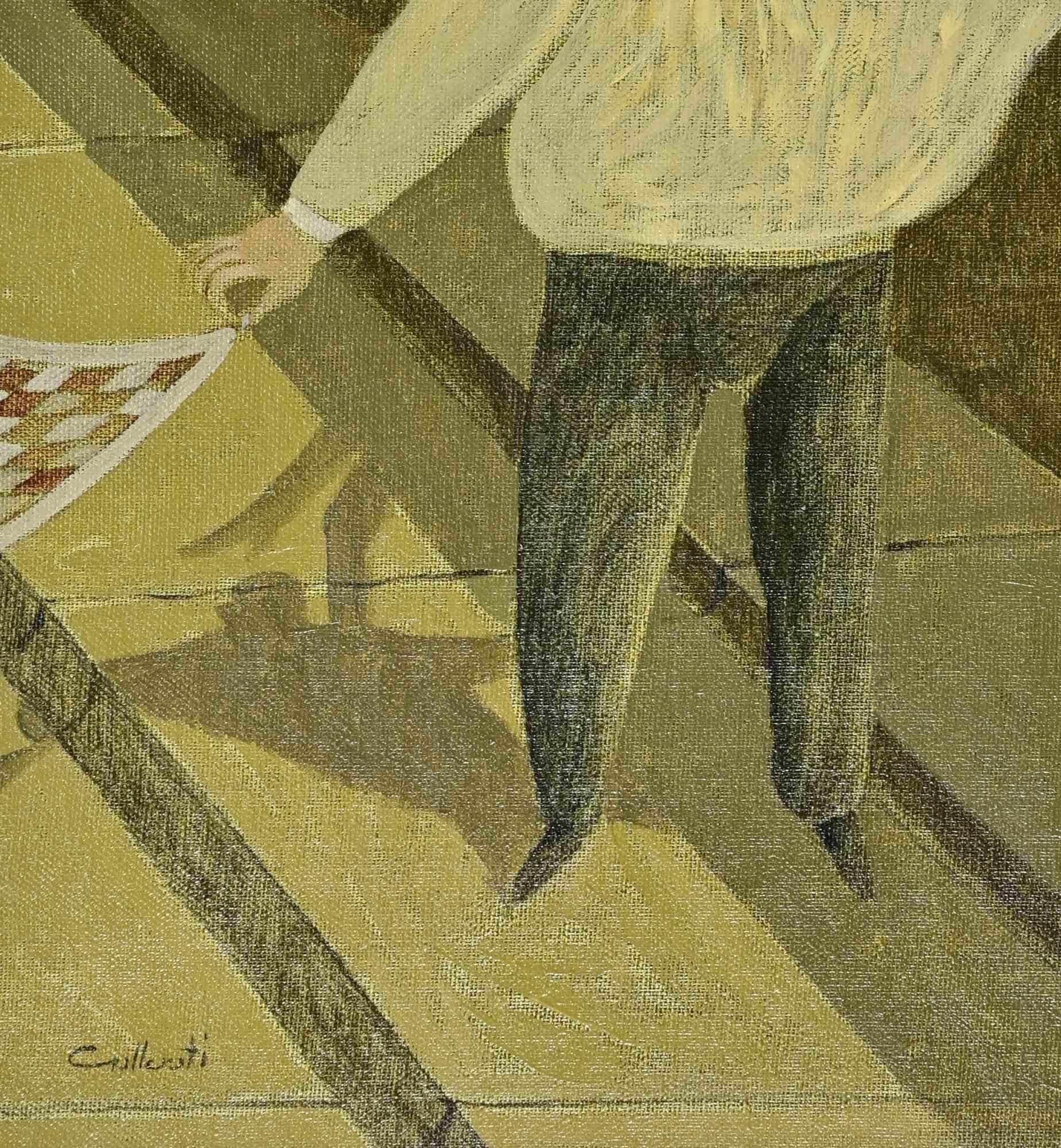 A Complicated Question of Balance - Paint by Alberto Gallerati - 1970s For Sale 1