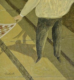 Una complicada cuestión de equilibrio - Pintura de Alberto Gallerati - Años 70