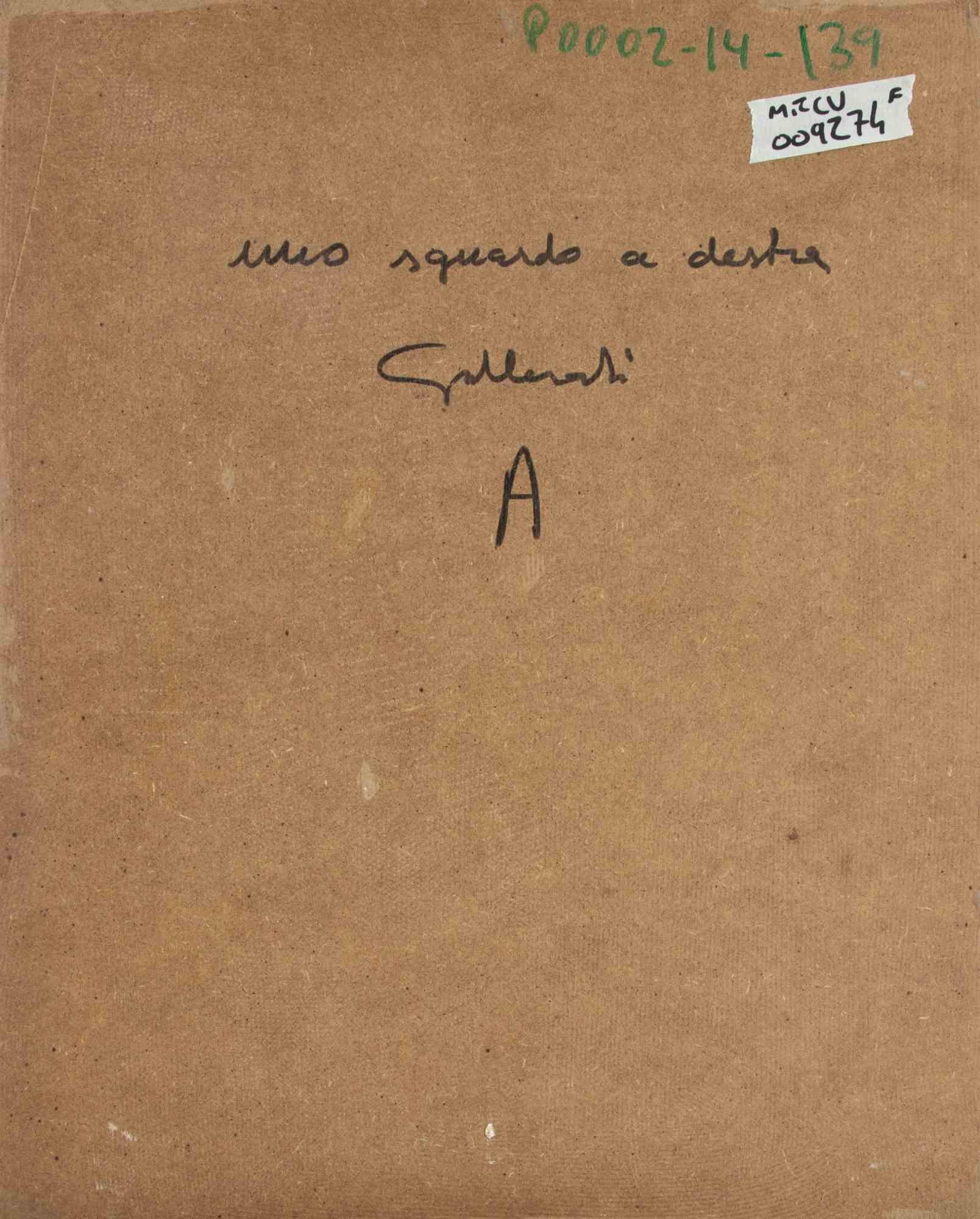 Ein Blick nach rechts - Gemälde von Alberto Gallerati - 1970er Jahre im Angebot 2
